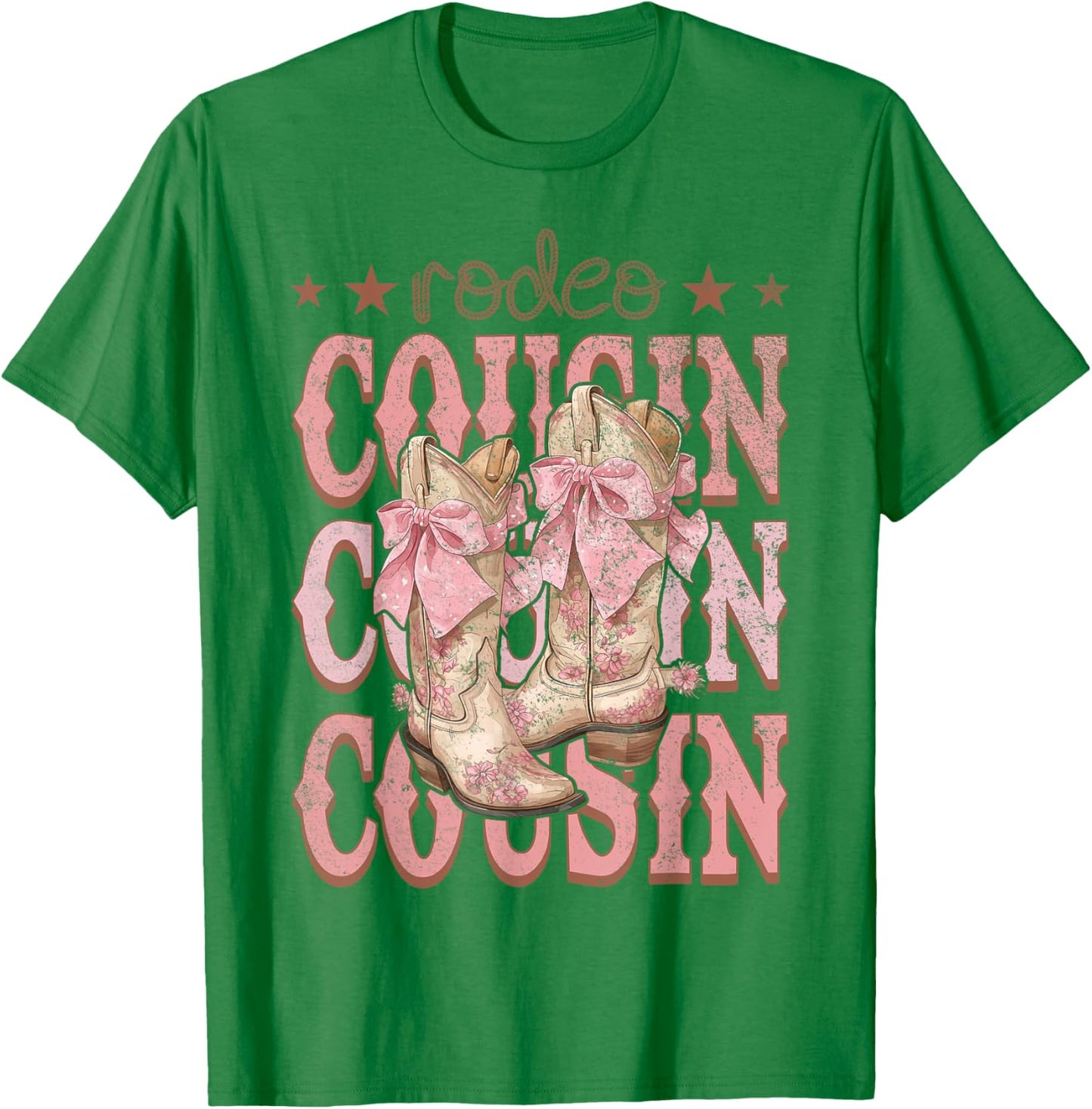 Rodeo Cousin Pink Boots Coquette Cow-Girl Birthday Party T-Shirt - T-Shirt | Irish Green