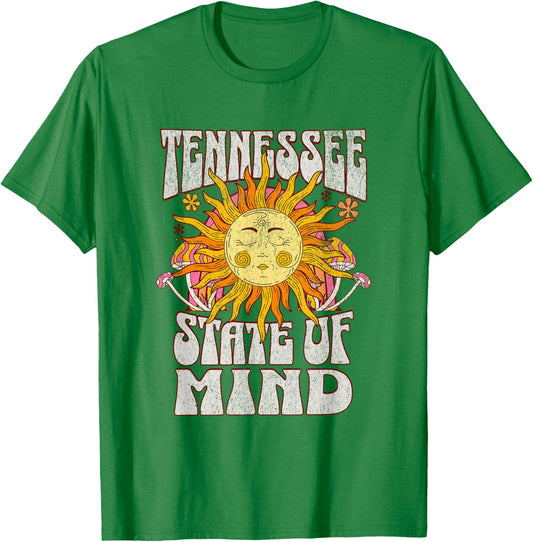Retro Tennessee State Of Mind | Tennessee Lovers Distressed T-Shirt - T-Shirt | Irish Green