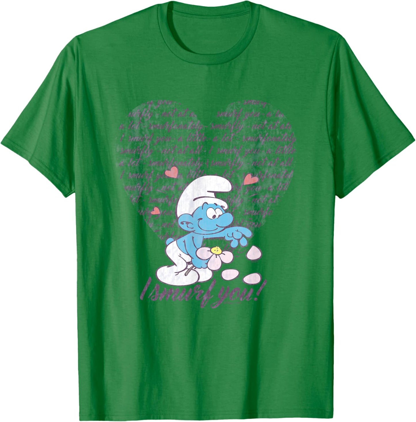The Smurfs Valentine's Day I Smurf You! Vintage Heart Logo T-Shirt - T-Shirt | Irish Green