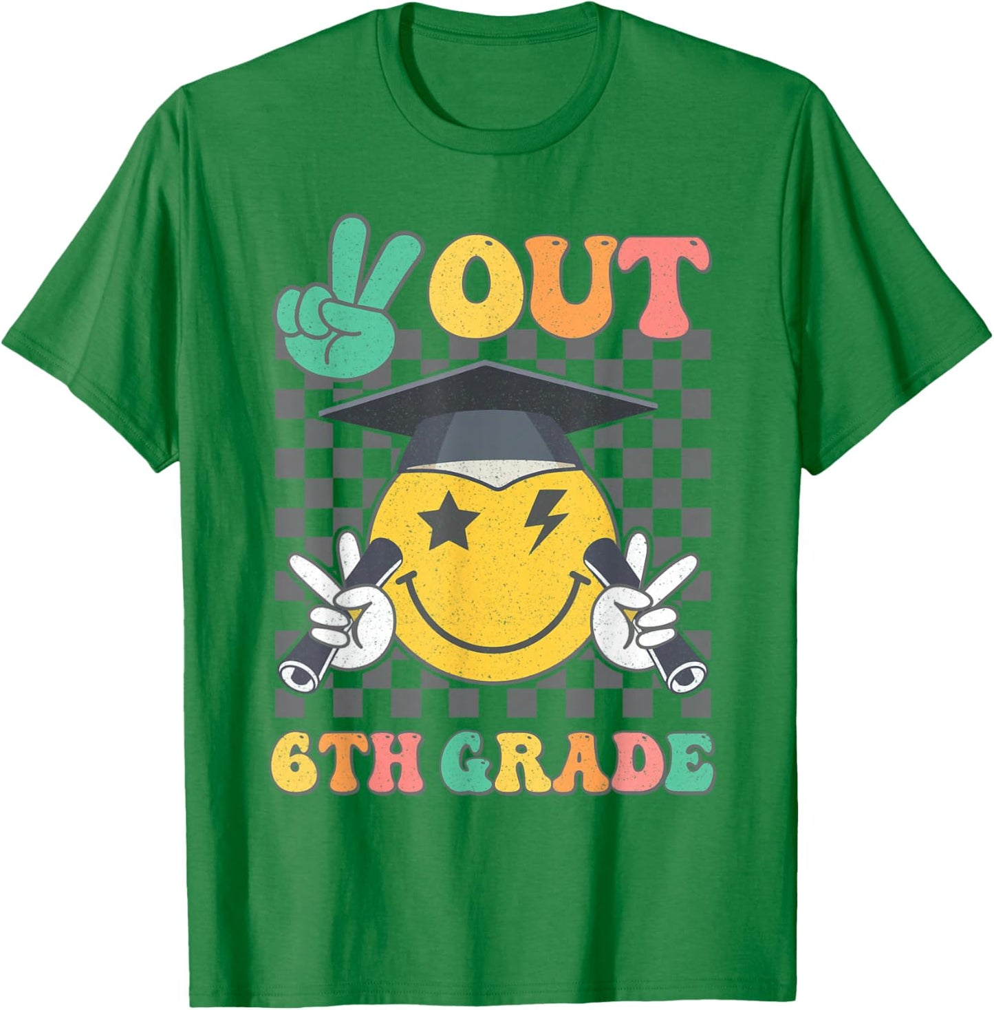 Groovy Peace Out 6th Grade Last Day of School Sixth Grade T-Shirt - T-Shirt | Irish Green
