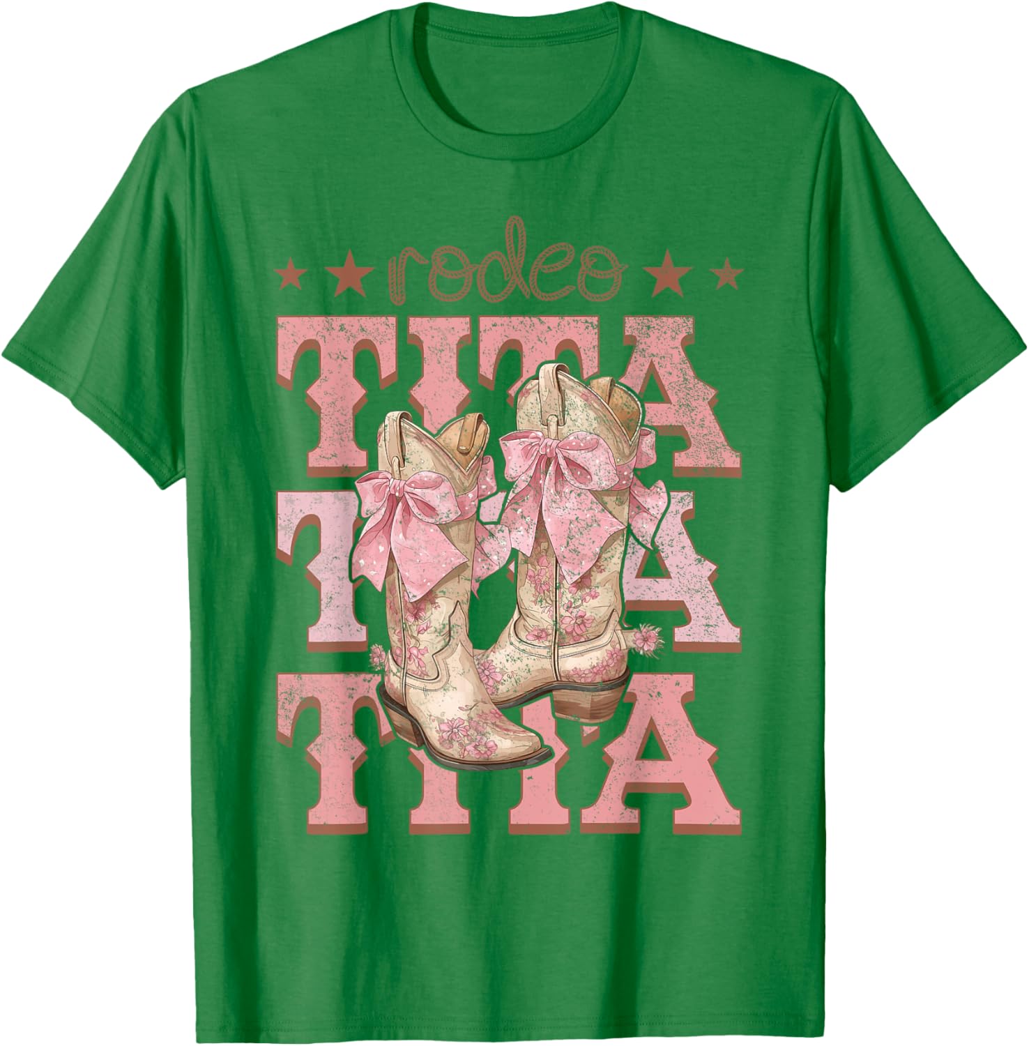 Rodeo Tita Pink Boots Coquette Cow-Girl Birthday Party T-Shirt - T-Shirt | Irish Green