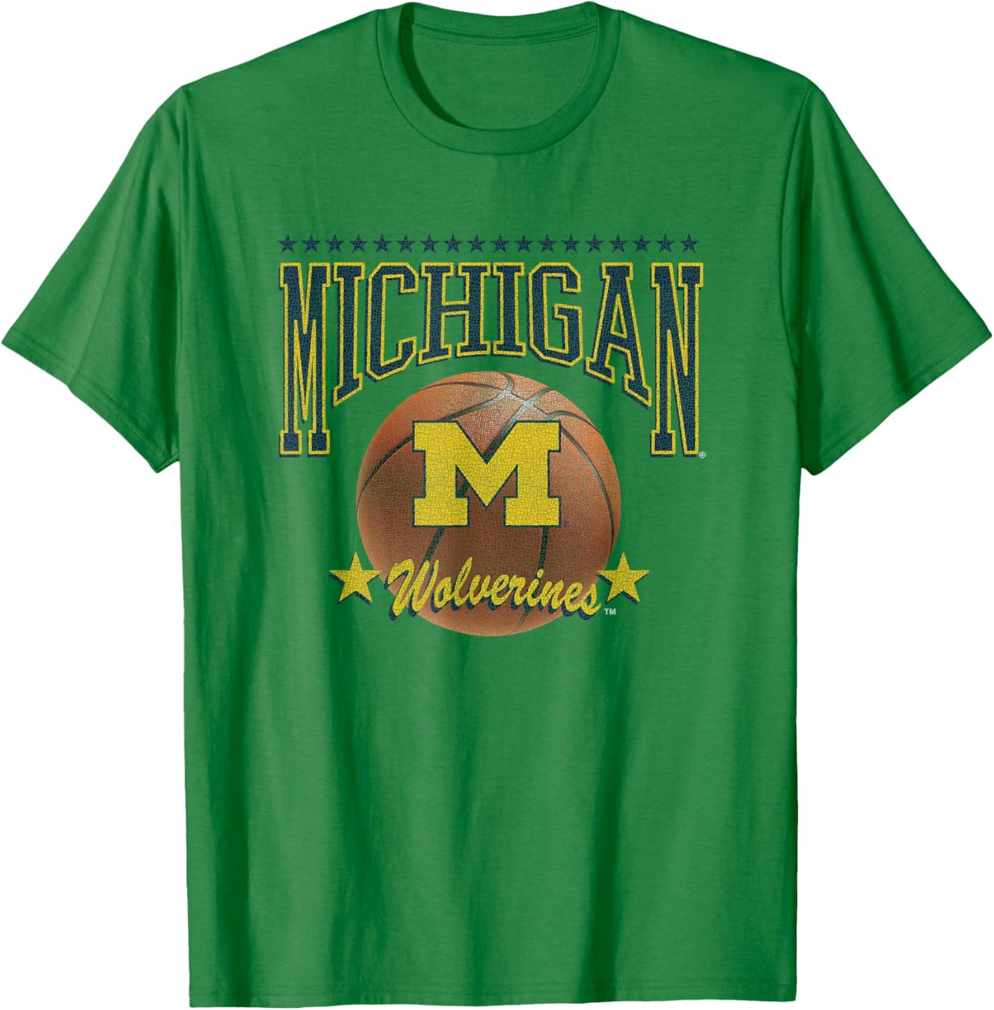 Michigan Wolverines Basketball Vintage Stars T-Shirt - T-Shirt | Irish Green