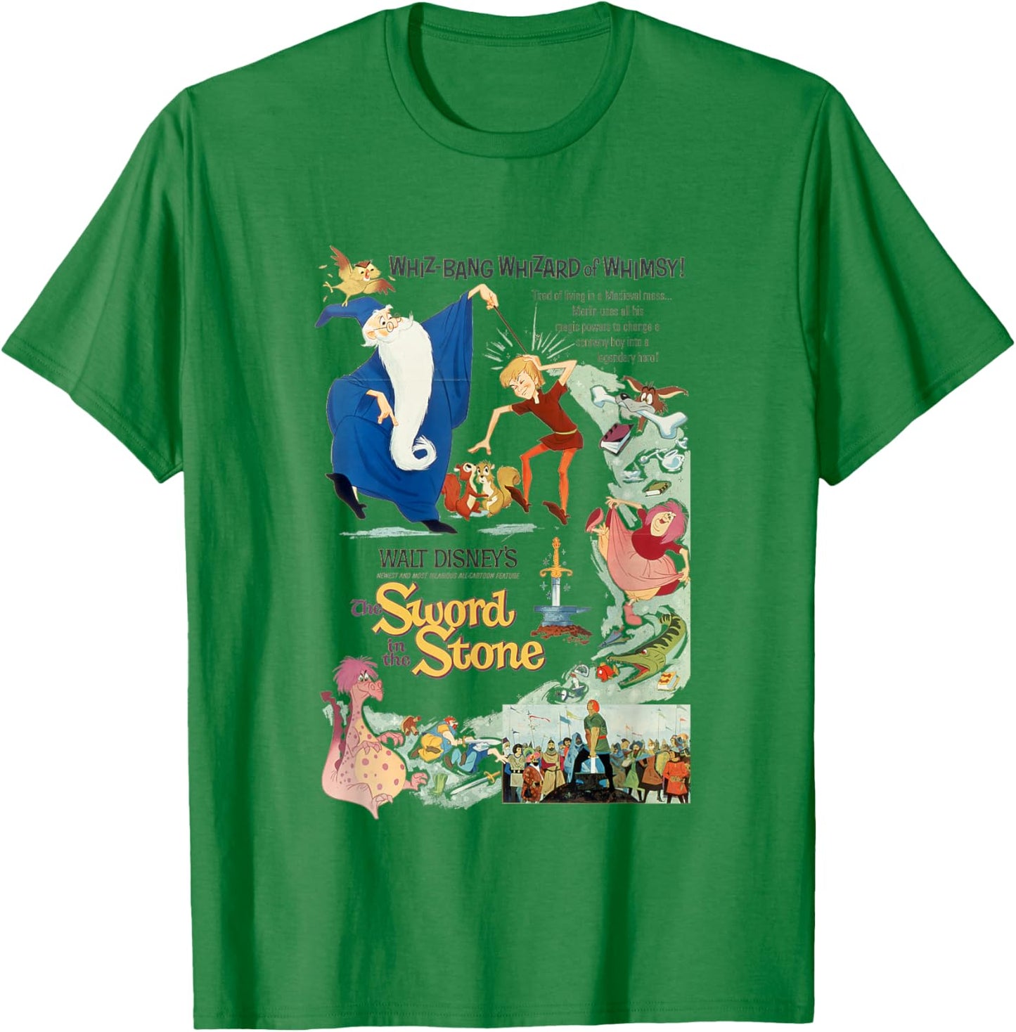 Disney The Sword in The Stone Iconic Retro Big Chest Poster T-Shirt - T-Shirt | Irish Green