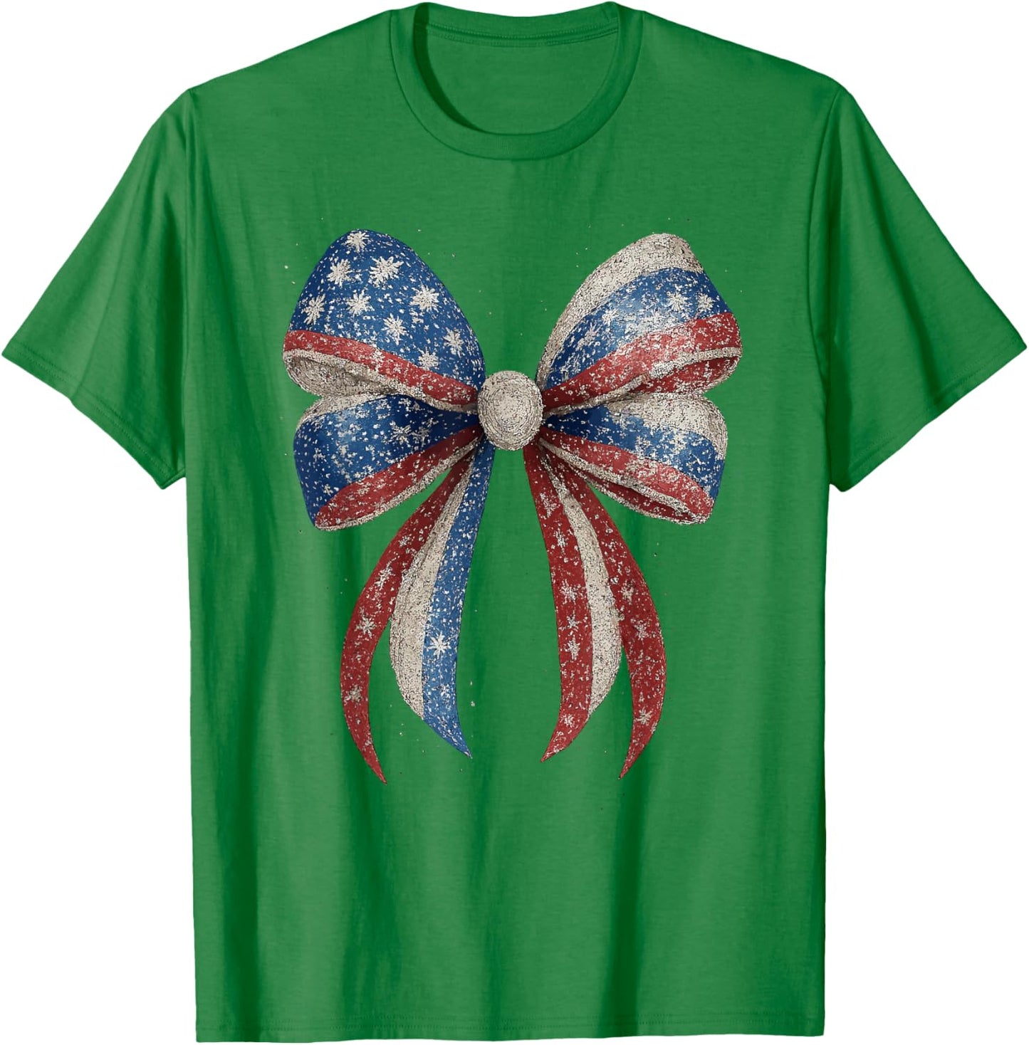 4th of July Coquette American Flag Bow Girls Patriotic Women T-Shirt - T-Shirt | Irish Green