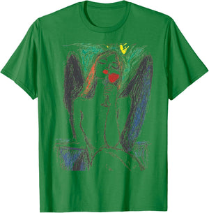 Women's Fashion Design With An Angel Drinking Wine T-Shirt - T-Shirt | Irish Green