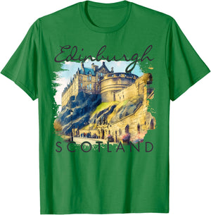 Edinburgh Scotland Travel Trip Edinburgh Castle Traveling T-Shirt - T-Shirt | Irish Green