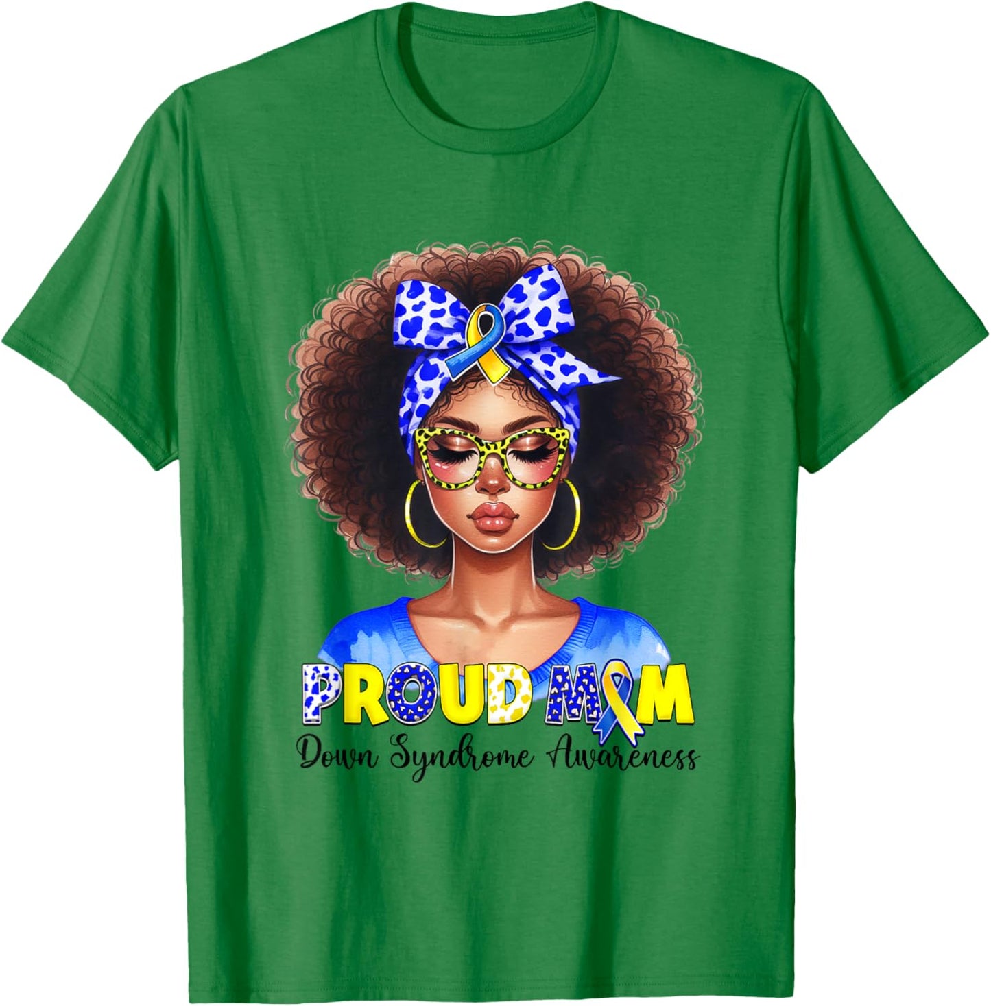 Proud Mom Down Syndrome Awareness African mom Down Syndrome T-Shirt - T-Shirt | Irish Green
