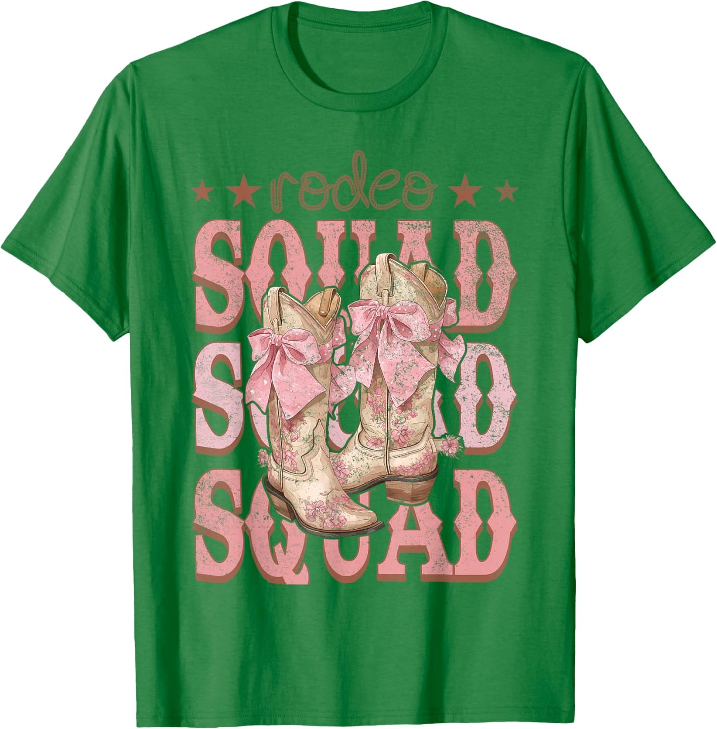 Rodeo Squad Pink Boots Coquette Cow-Girl Birthday Party T-Shirt - T-Shirt | Irish Green