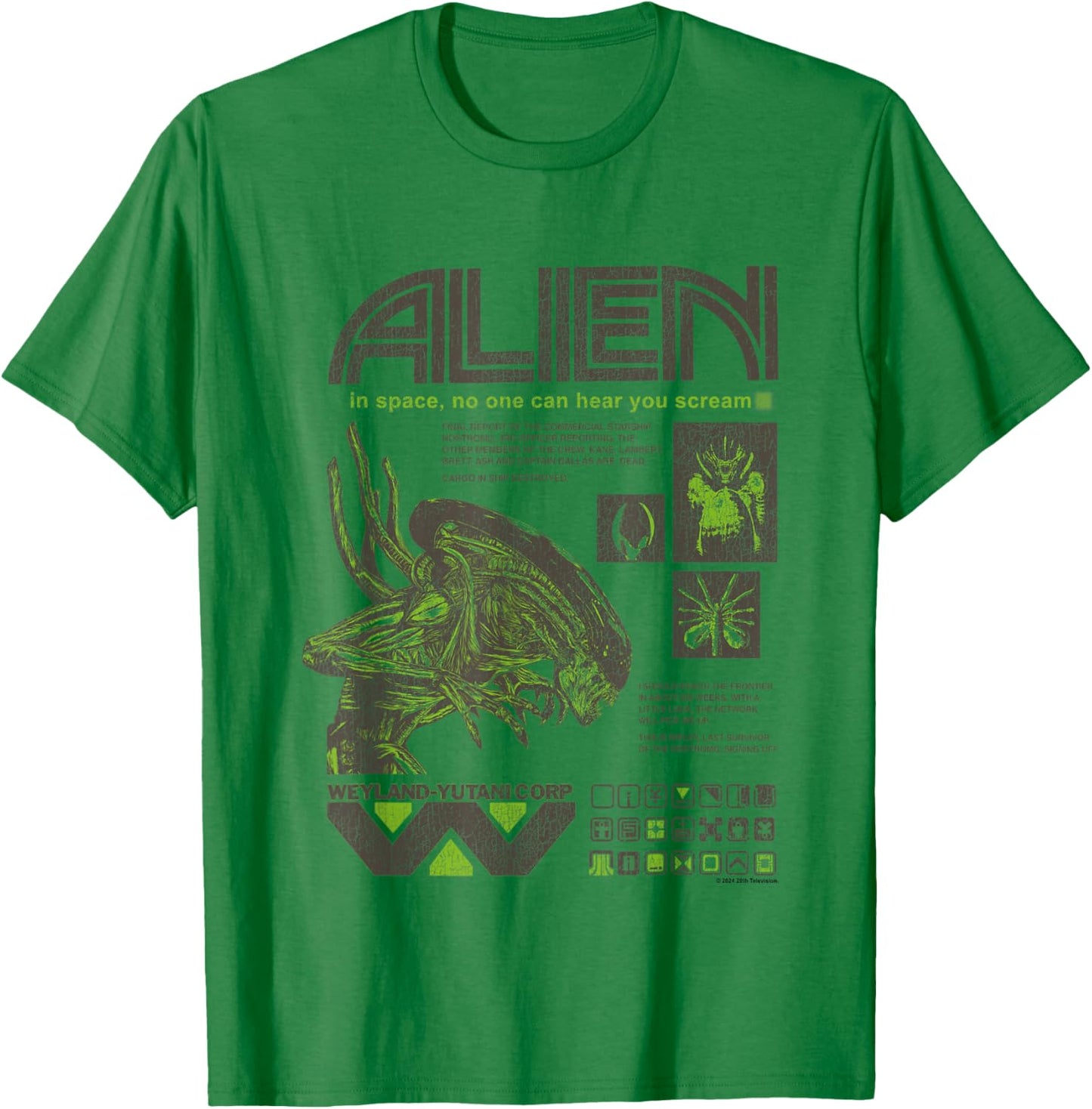 Aliens Iconic Quotes Collage Distressed Big Chest Text Logo T-Shirt - T-Shirt | Irish Green