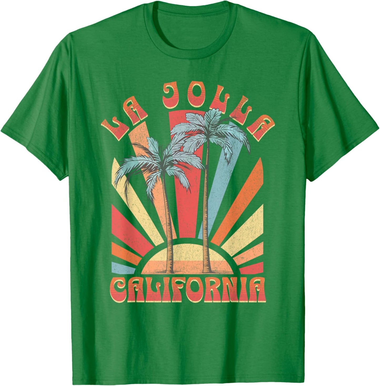 La Jolla Beach California Surfing Surf Ocean Retro - -Adults, Kids - Blue - Small - Short Sleeve T-Shirt - T-Shirt | Irish Green