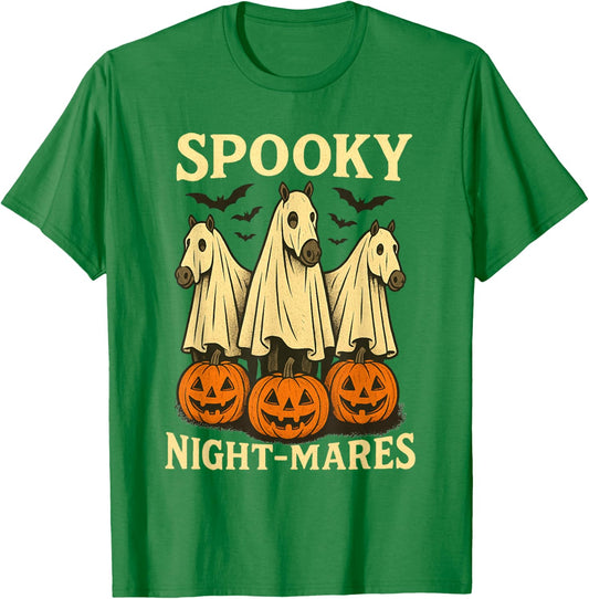 Spooky Night-Mares Halloween Horse Ghost Funny Spooky Season T-Shirt - T-Shirt | Irish Green