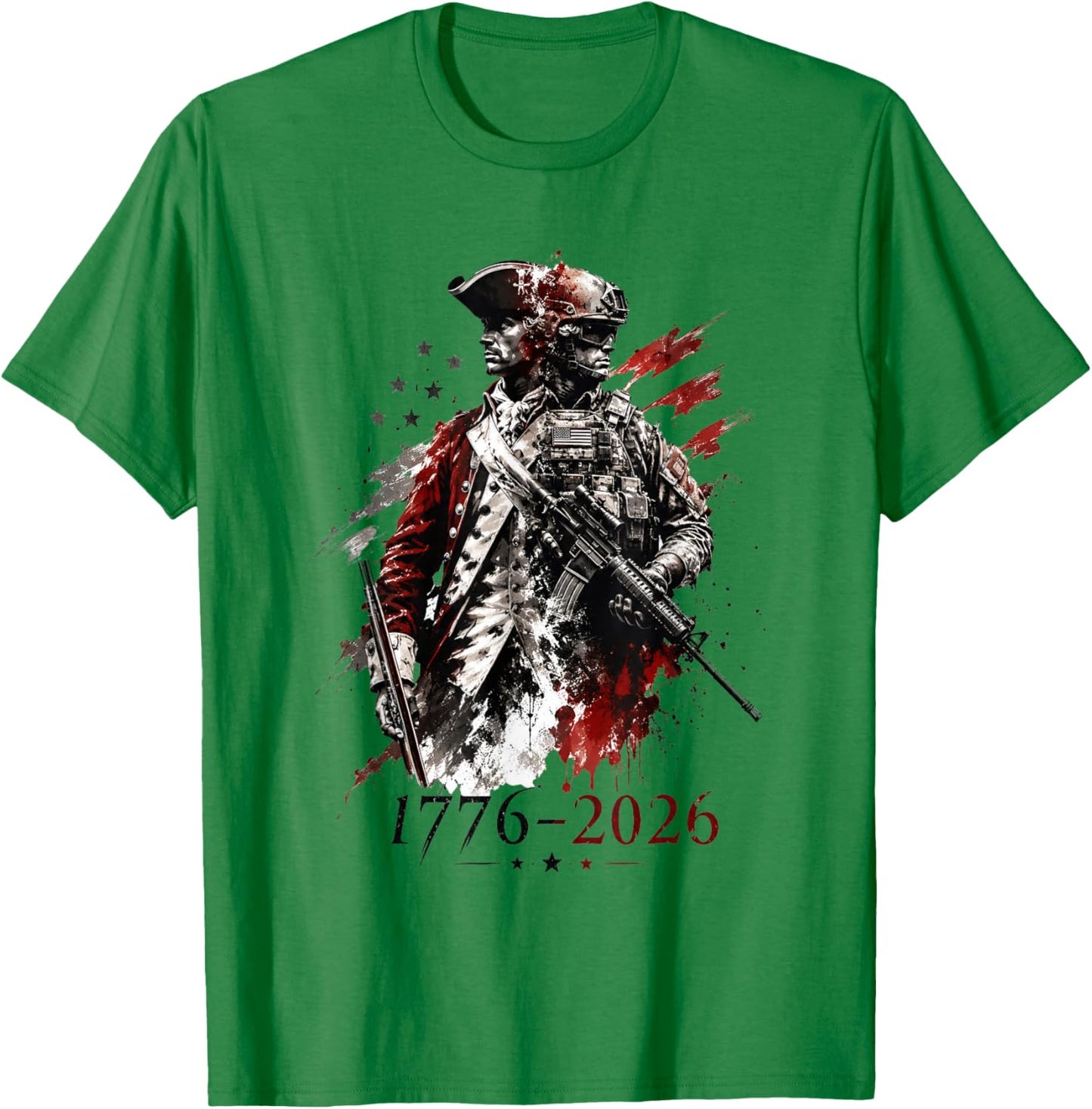 1776-2026 Patriotic Soldier 250th Anniversary 4th July T-Shirt - T-Shirt | Irish Green