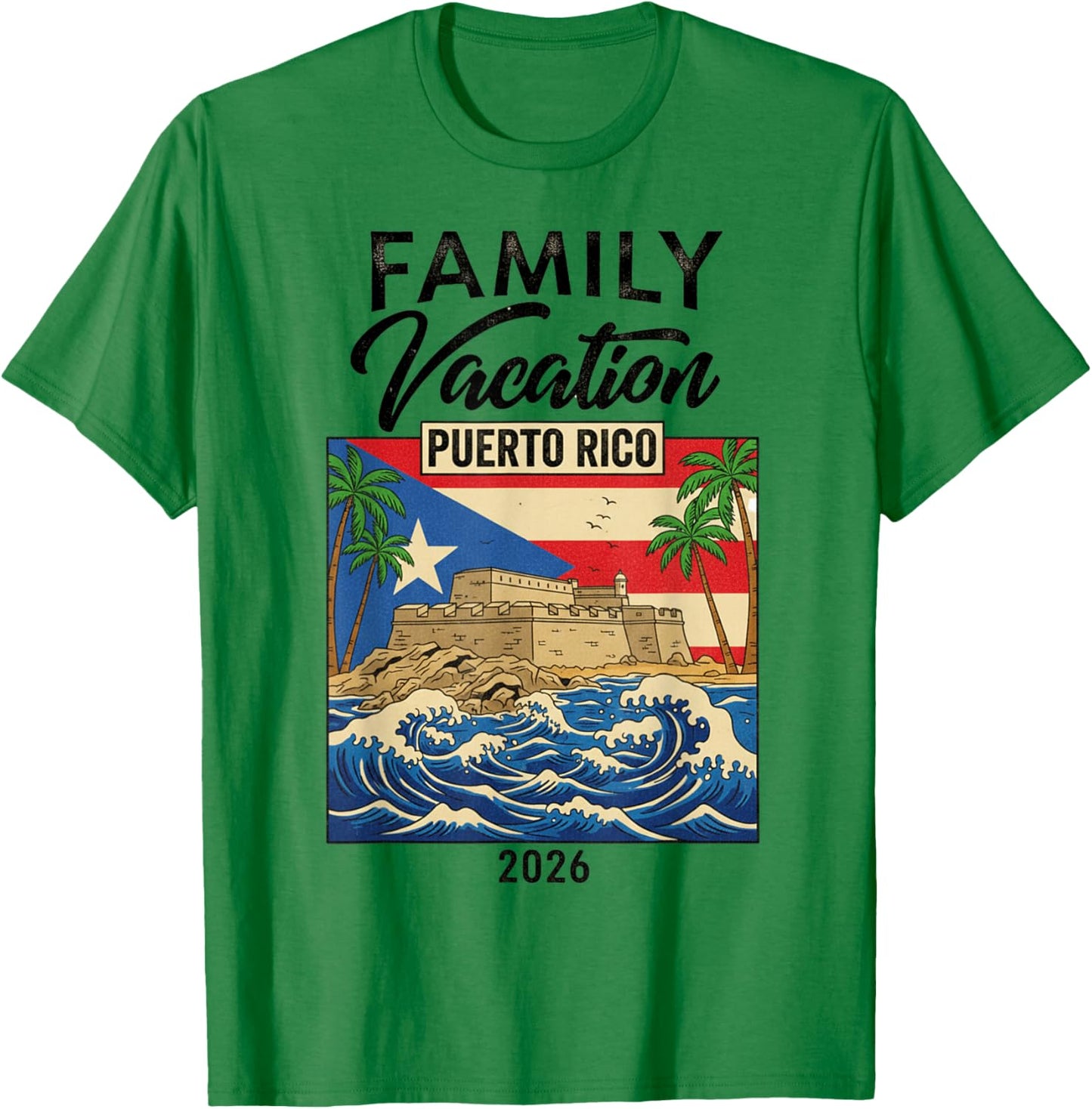 Family Vacation Puerto Rico 2026 Matching in Summer Vacation T-Shirt - T-Shirt | Irish Green