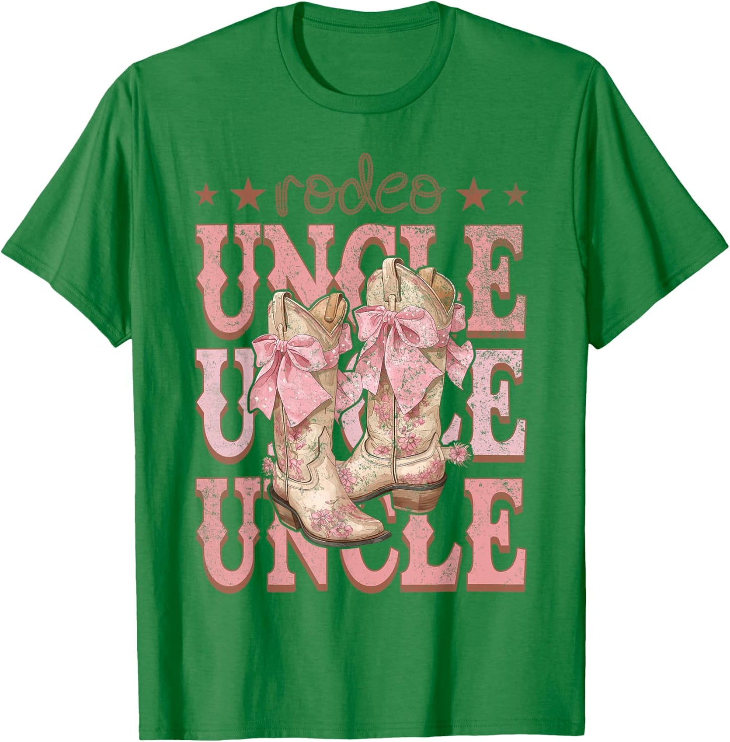 Rodeo Uncle Pink Boots Coquette Cow-Girl Birthday Party T-Shirt - T-Shirt | Irish Green