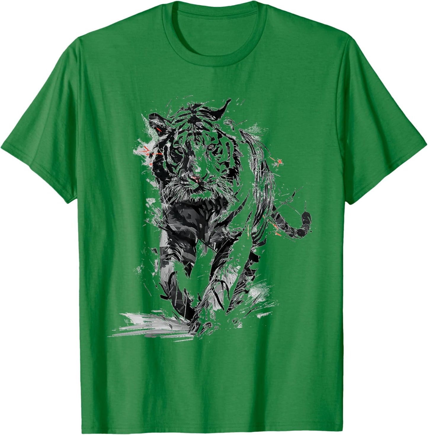 Tiger Animal Print Zoo Drawing Artwork Abstract Tiger T-Shirt - T-Shirt | Irish Green