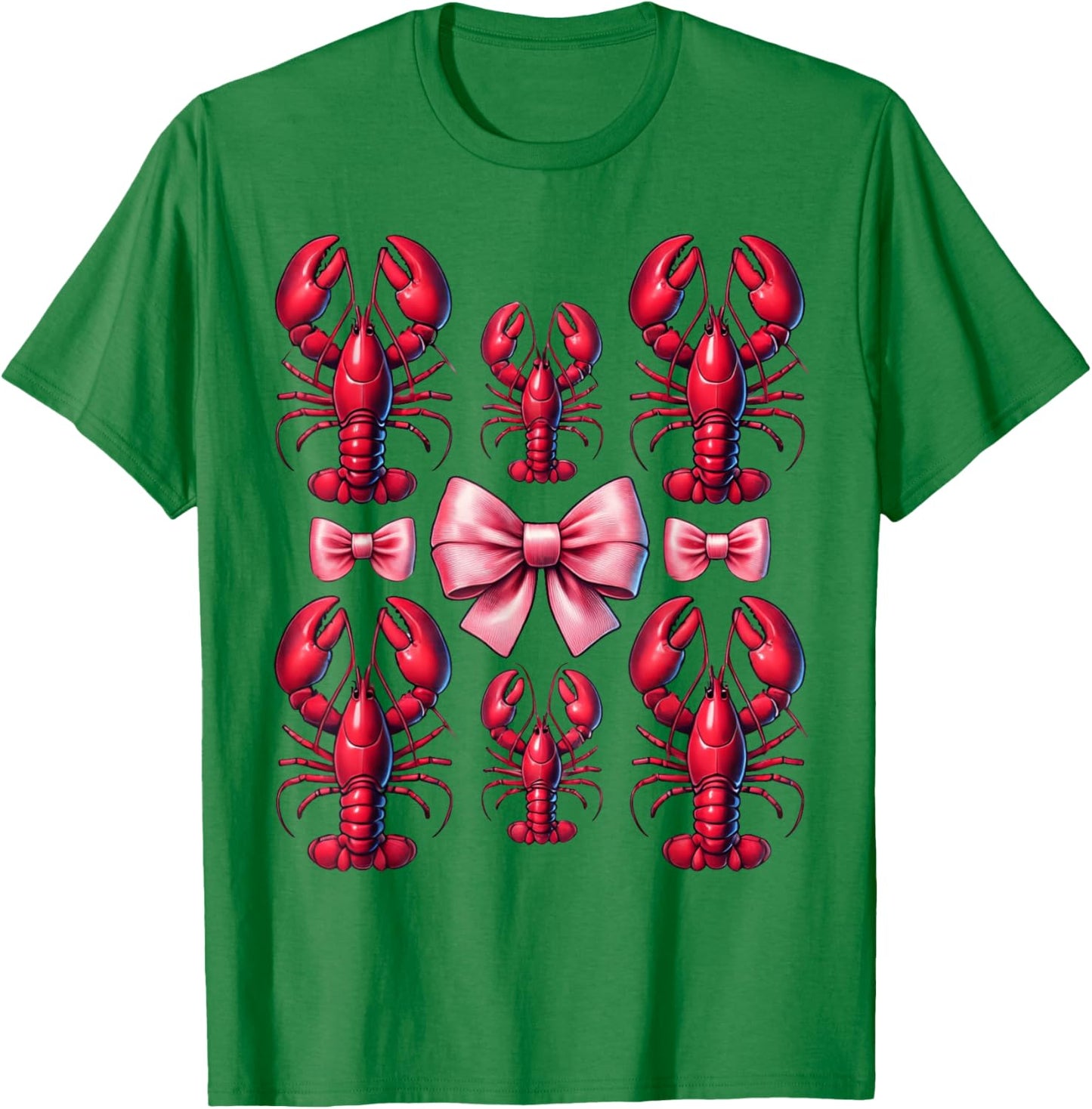 Pink Bow Cute Crawfish Crayfish Girls Women T-Shirt - T-Shirt | Irish Green