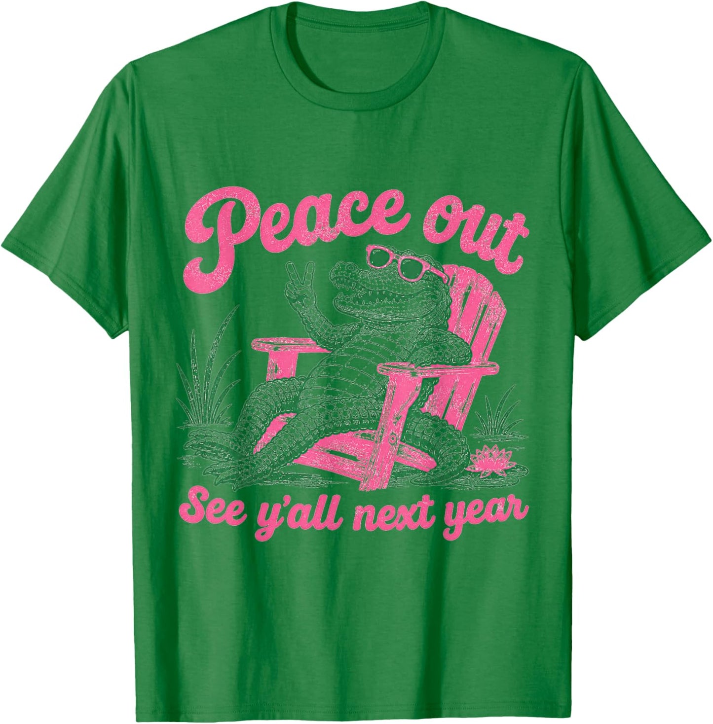 Peace Out See Y'all Later Teacher Summer Last Day of School T-Shirt - T-Shirt | Irish Green