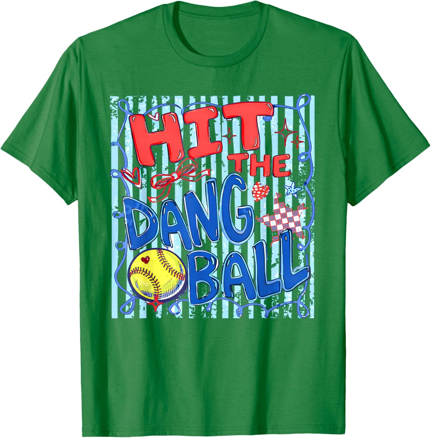 Softball Mom Hit The Dang Ball Cute Whimsical Colorful T-Shirt - T-Shirt | Irish Green