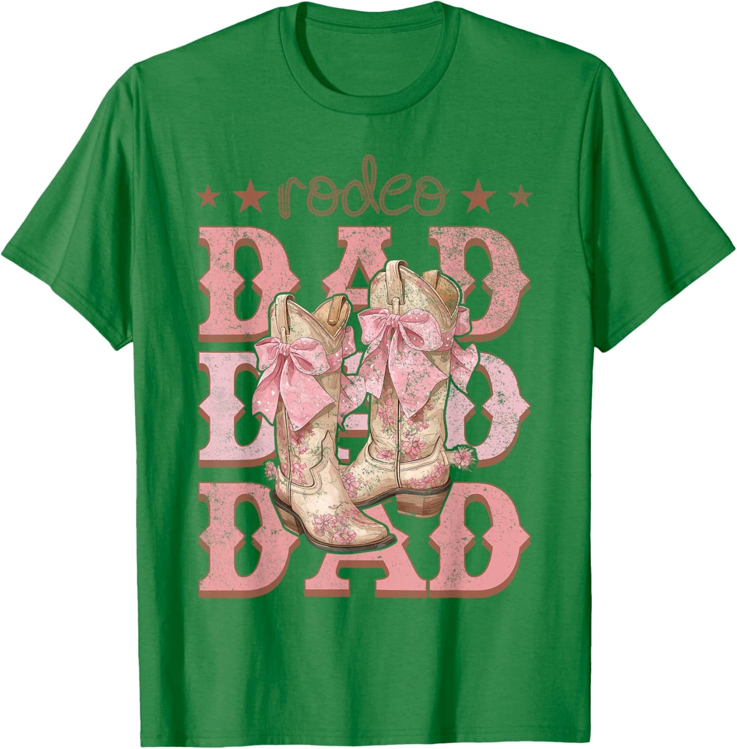 Rodeo Dad Pink Boots Coquette Cow-Girl Birthday Party T-Shirt - T-Shirt | Irish Green