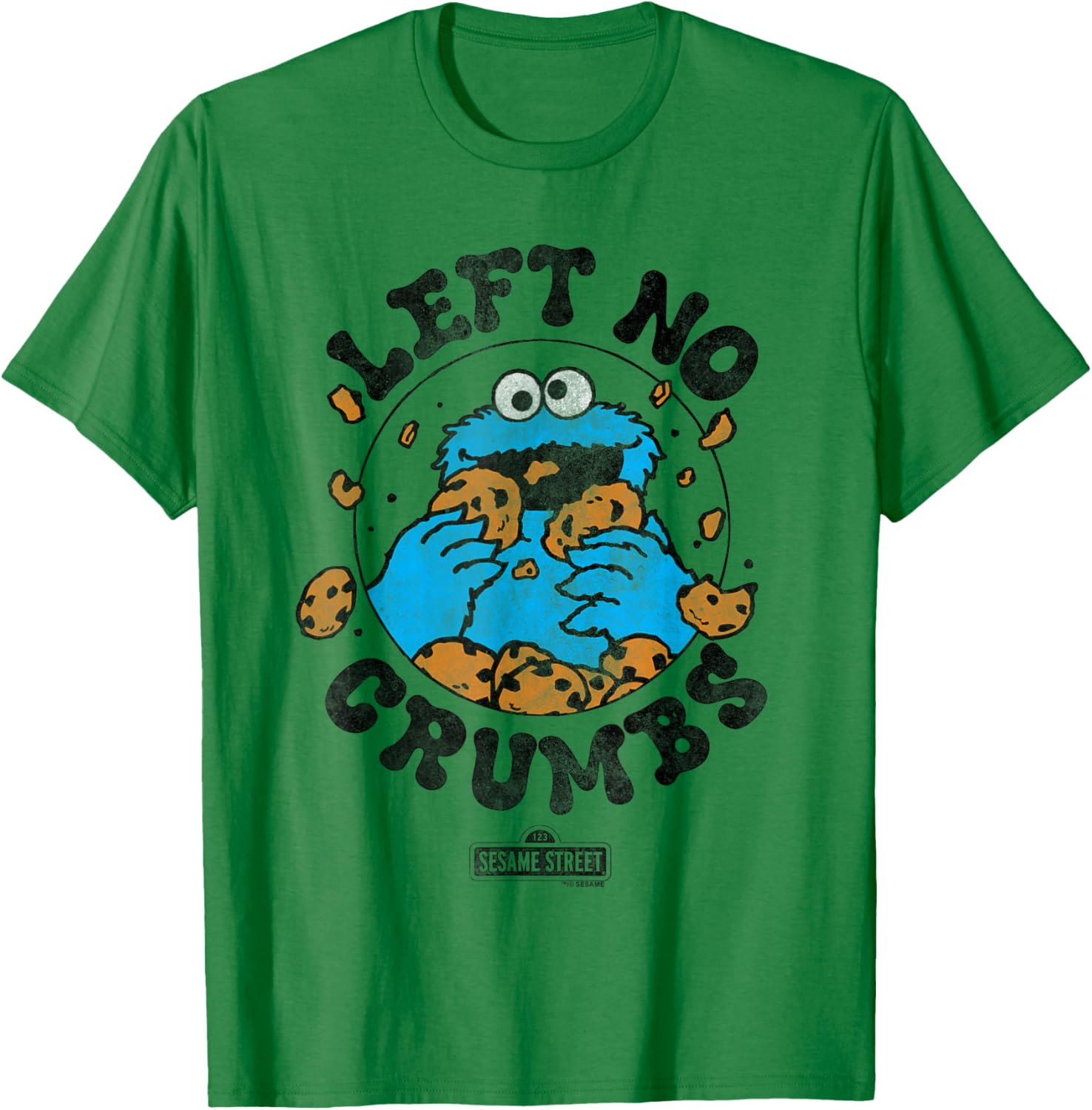 Sesame Street Cookie Monster He Ate Circle T-Shirt - T-Shirt | Irish Green