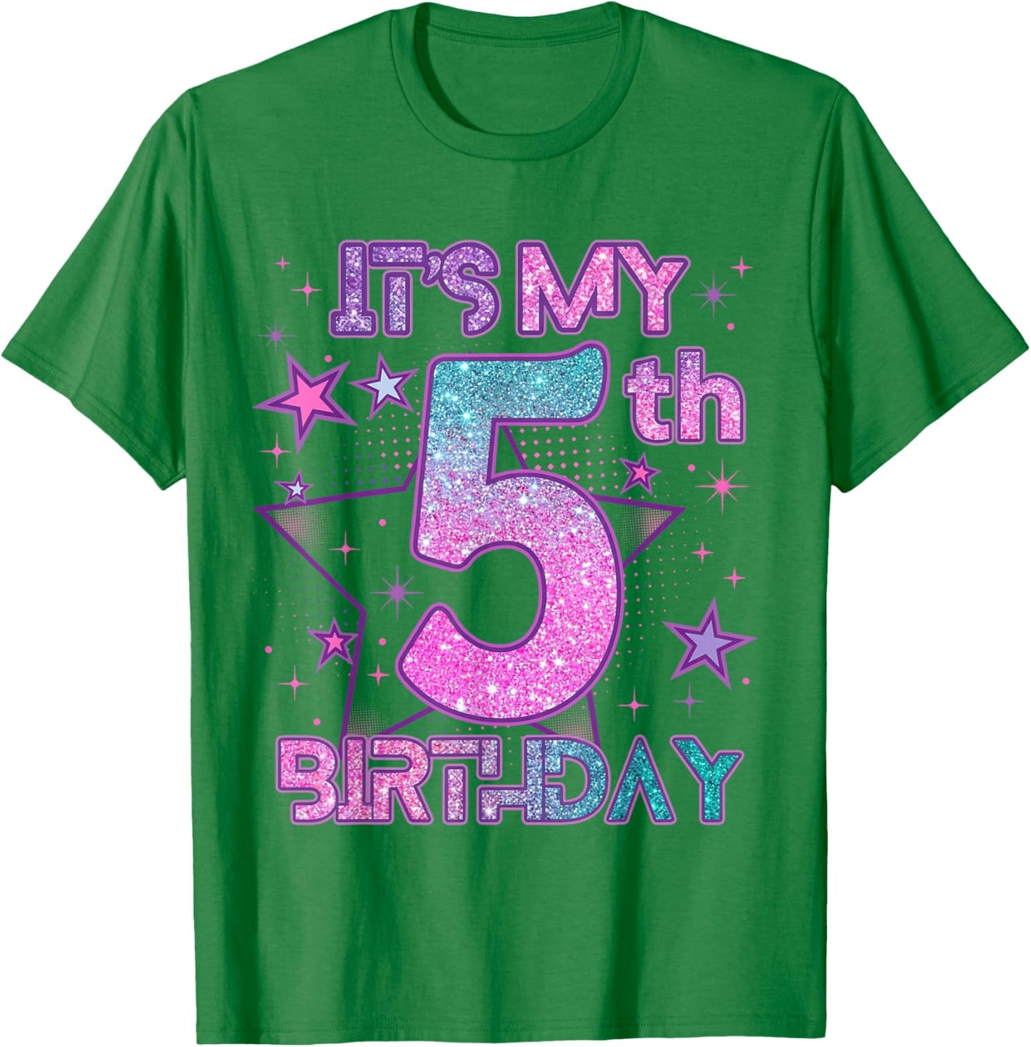 It’s My 5th Birthday K-pop Girl 5 Year Birthday Party Kids T-Shirt - T-Shirt | Irish Green
