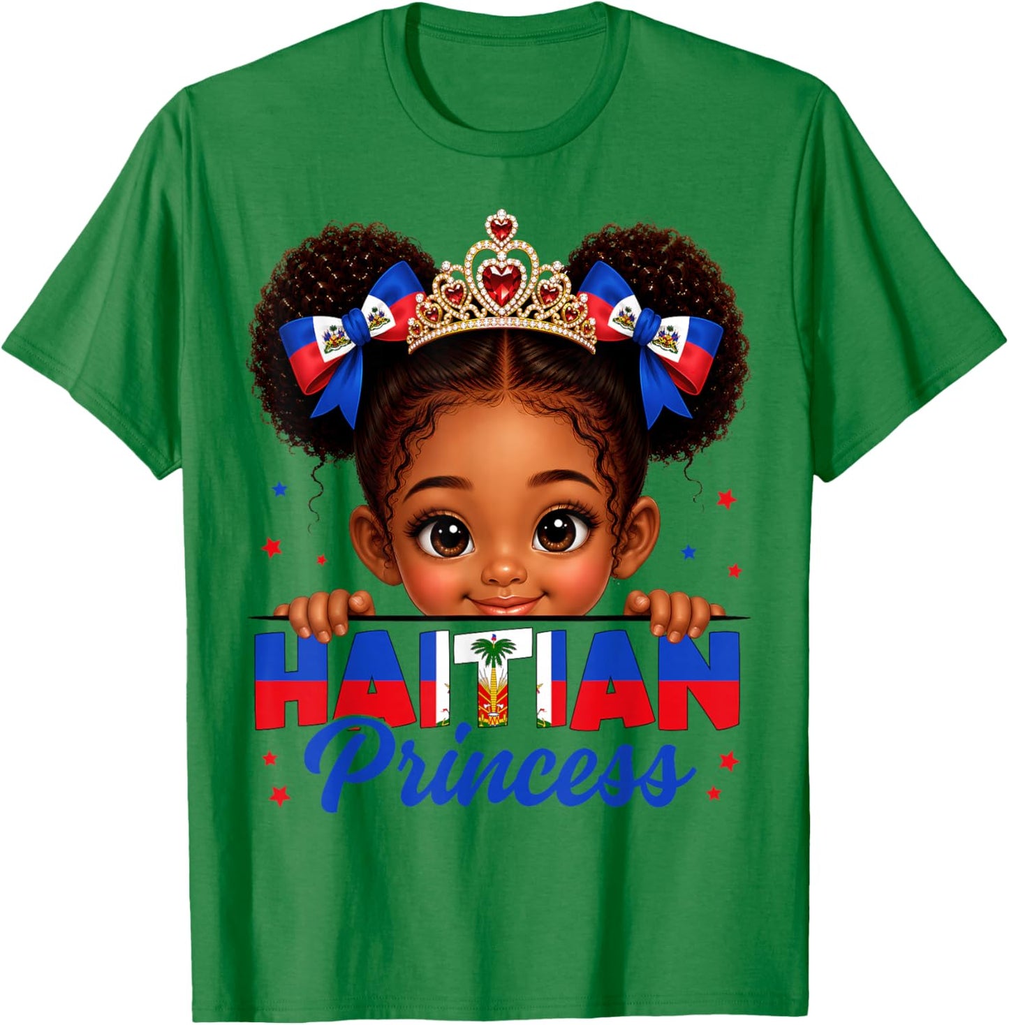 Haitian Princess Haiti Flag Day Melanin Girls Kids Toddlers T-Shirt - T-Shirt | Irish Green