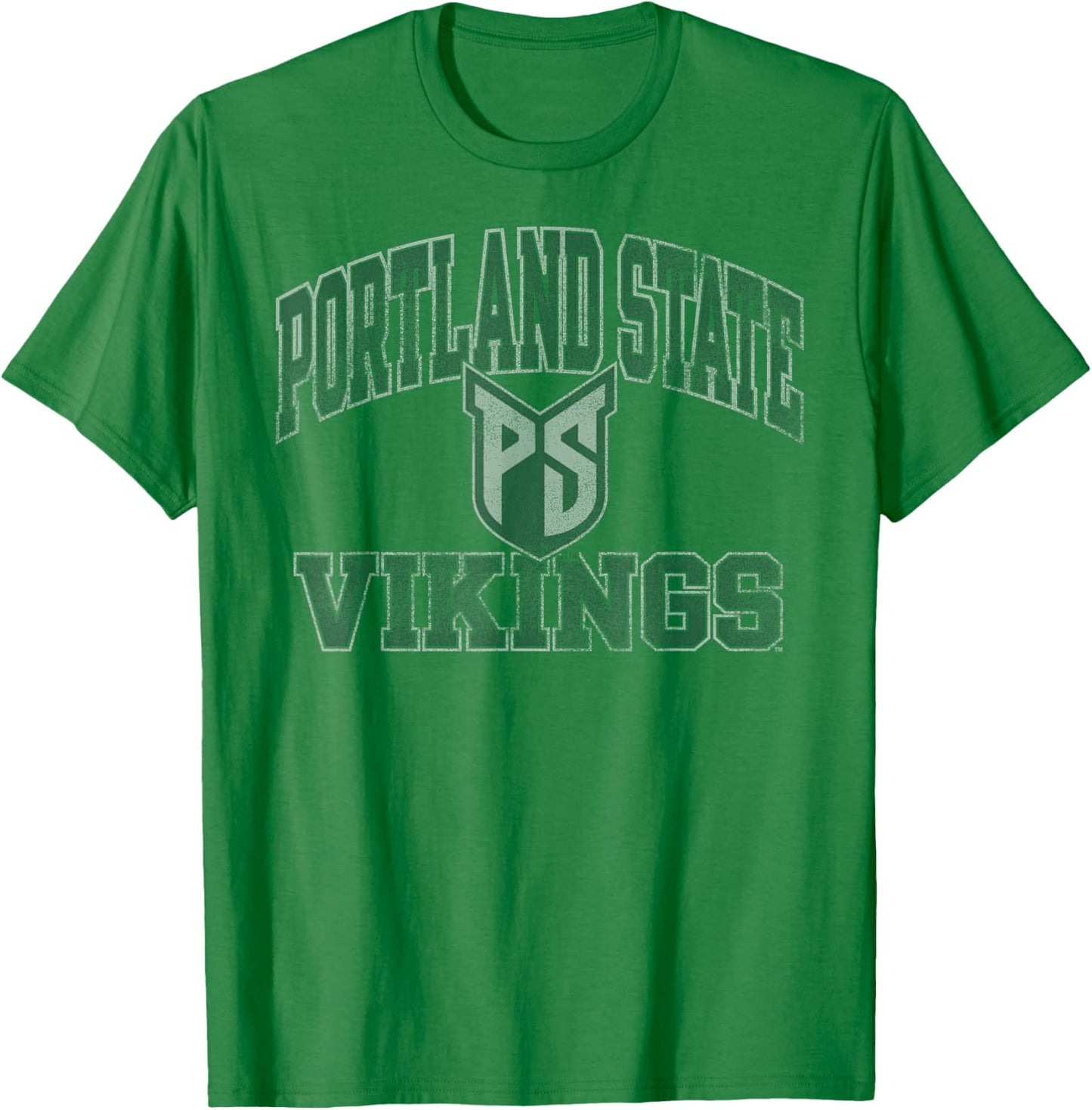 Portland State Vikings Vintage Worn Gray Officially Licensed T-Shirt - T-Shirt | Irish Green