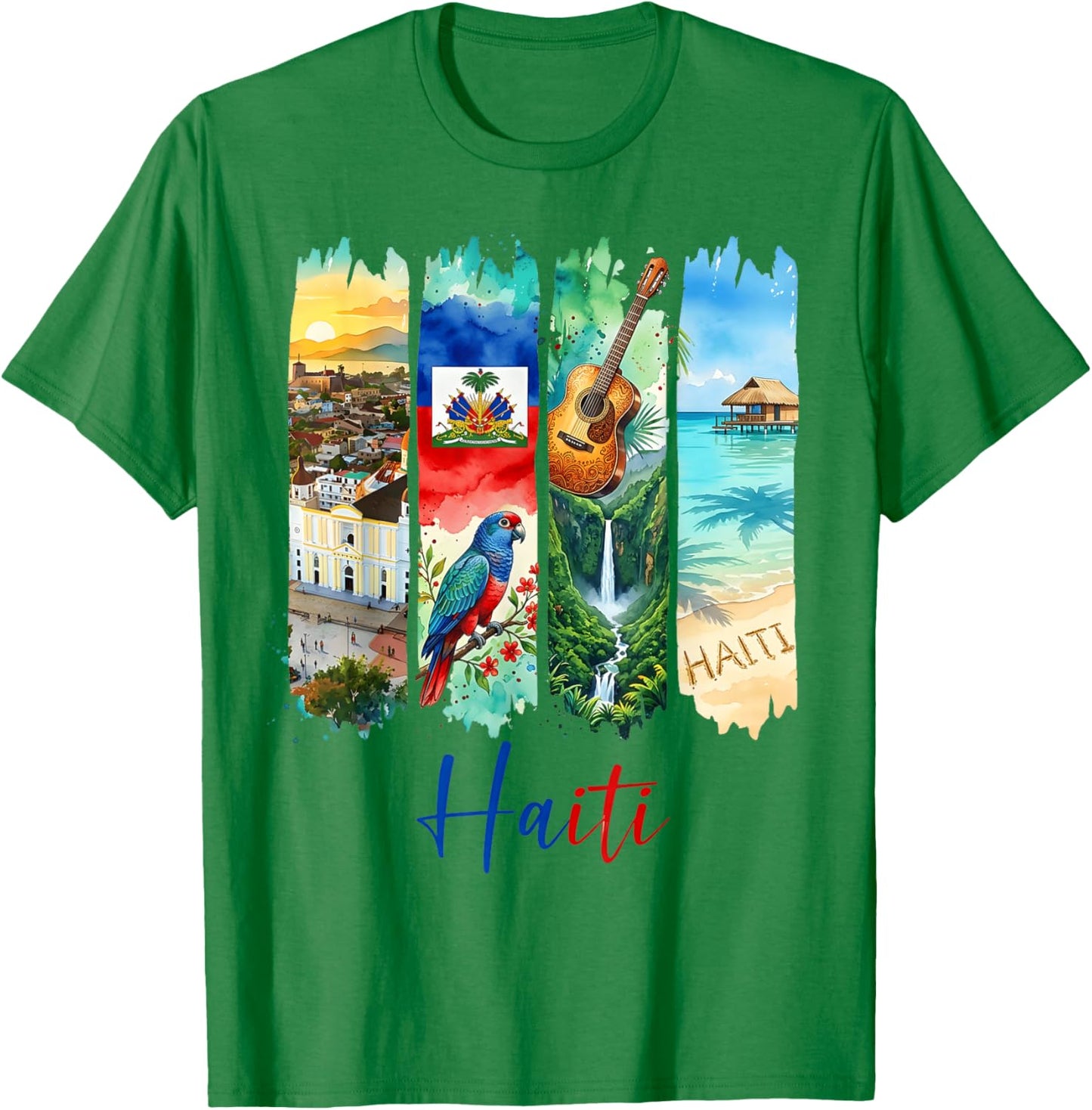 Haitian Travel Trip Brushstroke Bukhara Caribbean Souvenir T-Shirt - T-Shirt | Irish Green