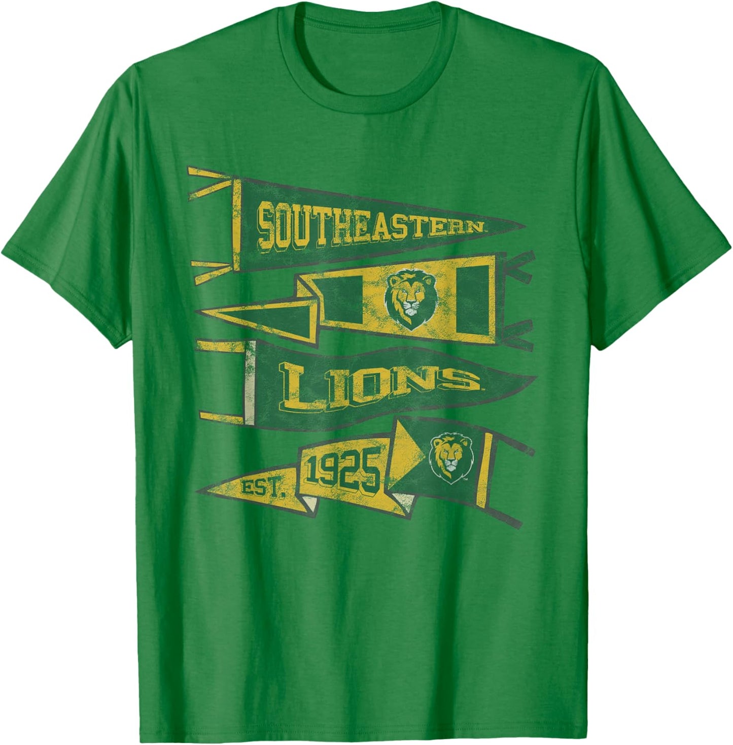 Southeastern Louisiana University Lions Distressed Pennants T-Shirt - T-Shirt | Irish Green