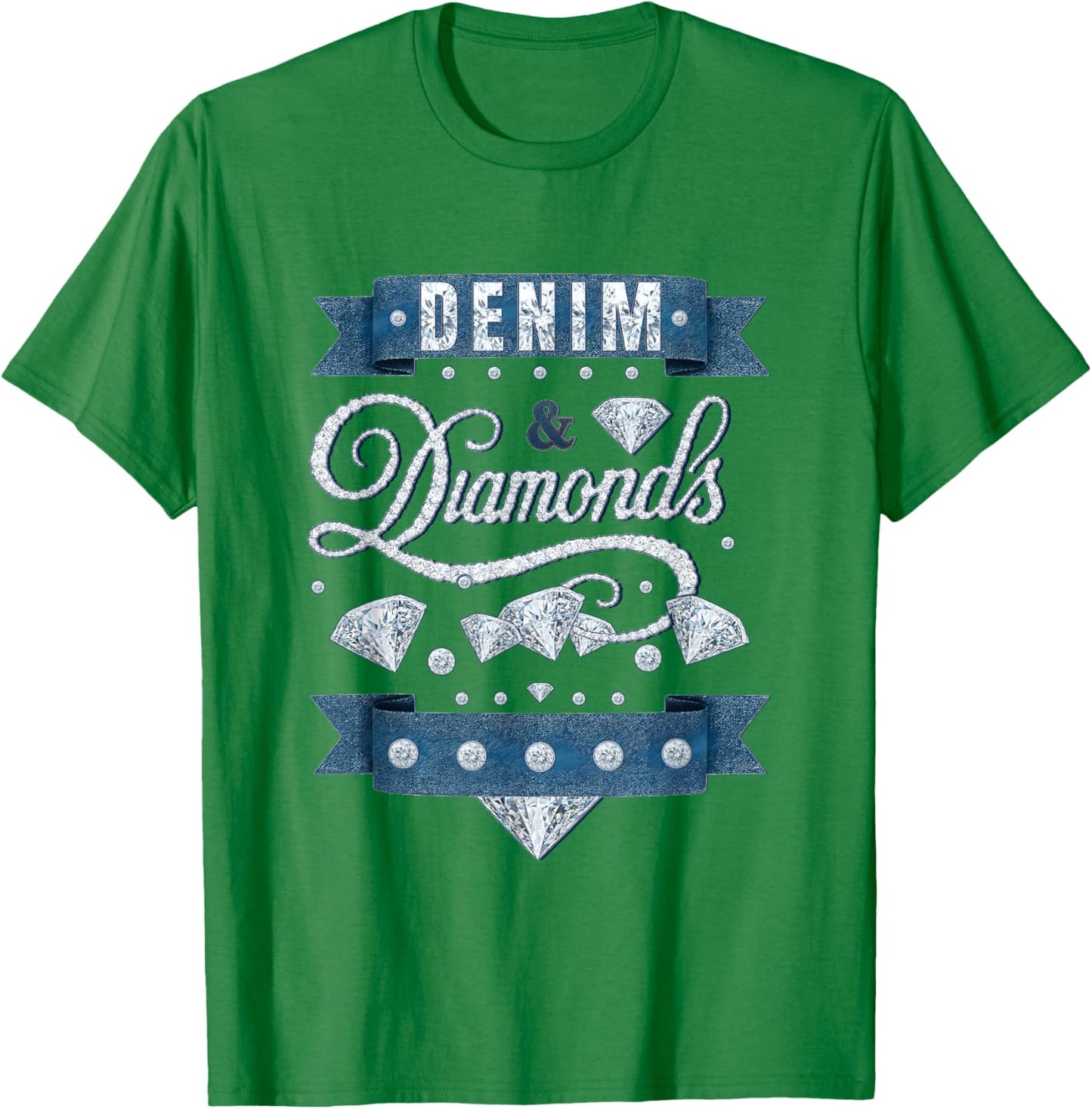 Denim and Diamonds Western Cowgirl Glam Style Men T-Shirt - T-Shirt | Irish Green