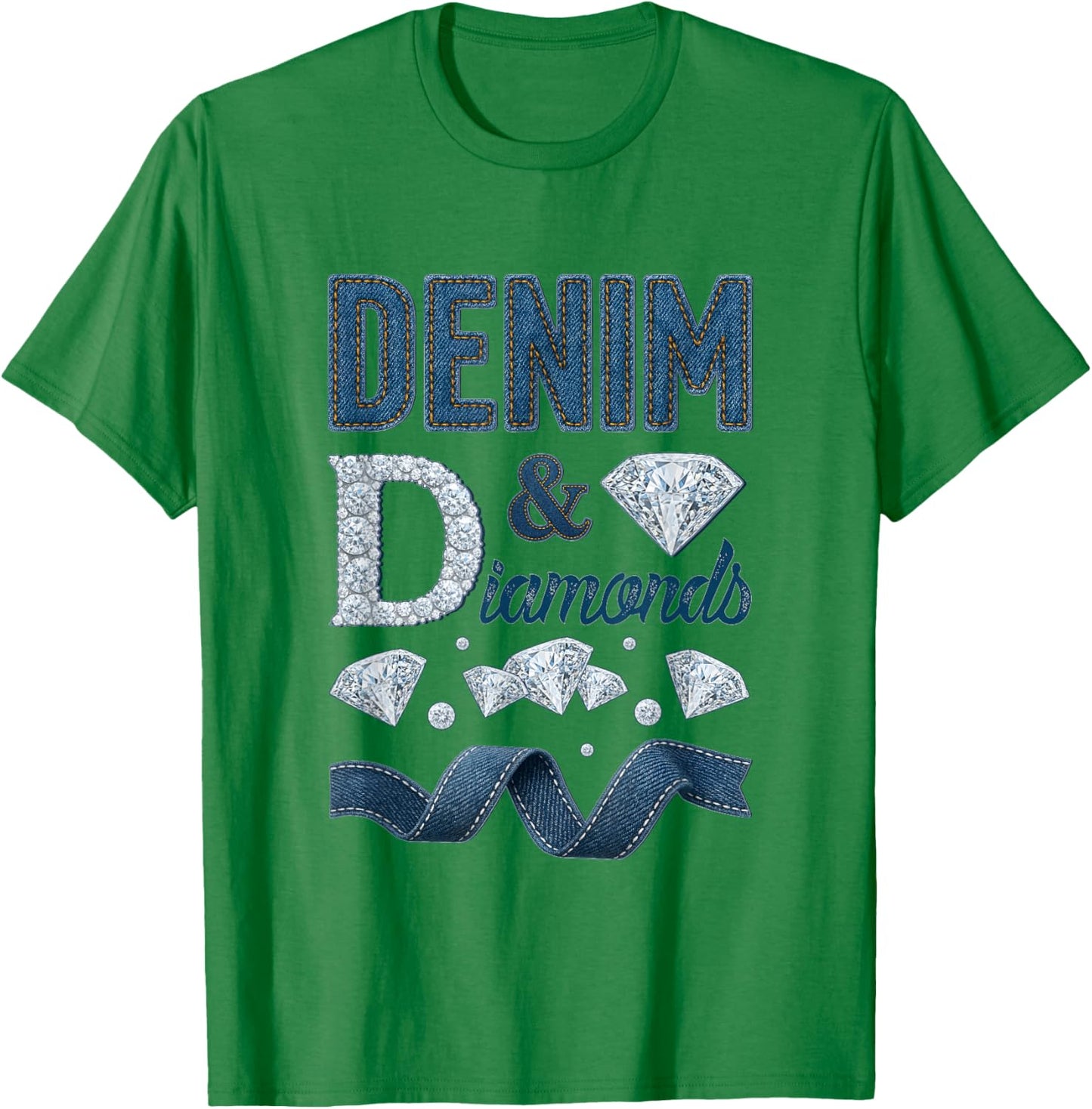 Denim and Diamonds Western Cowgirl Glam Style Men T-Shirt - T-Shirt | Irish Green