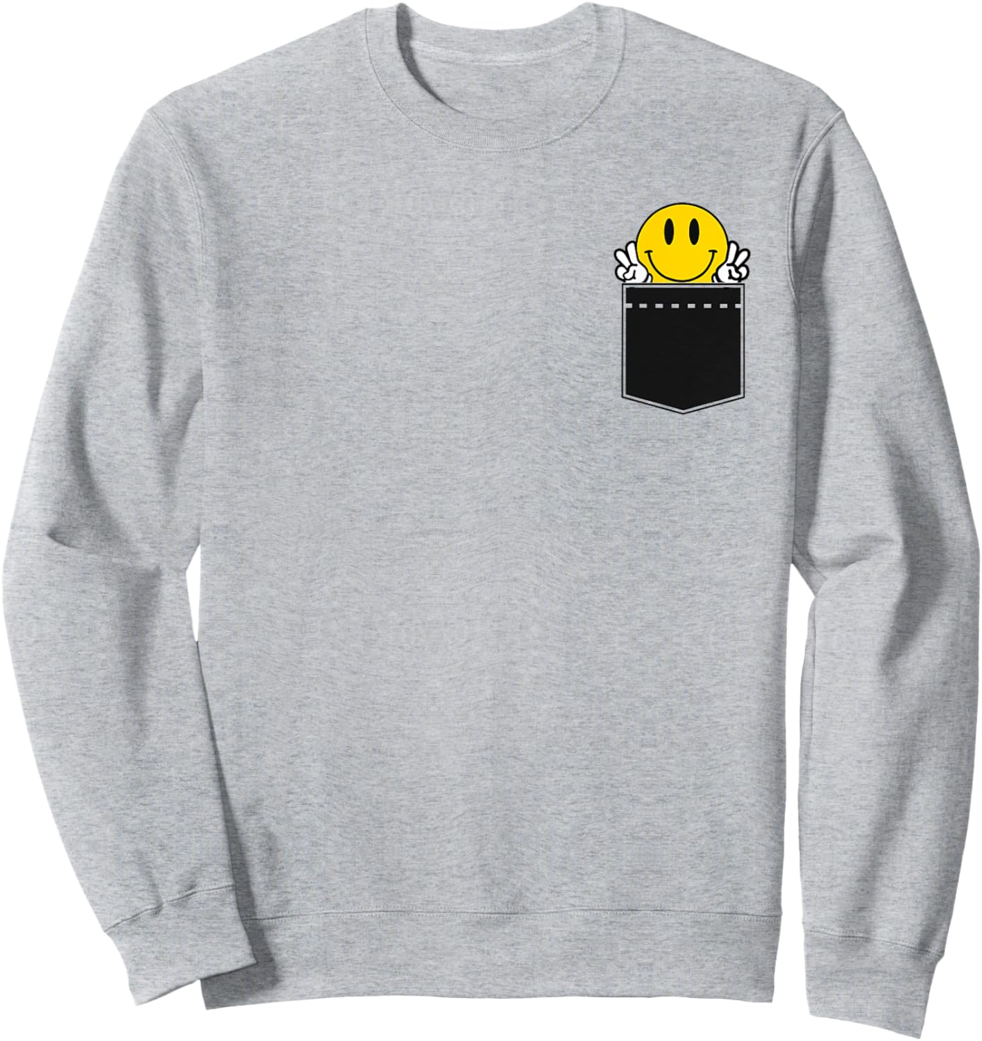 Yellow Smile Face Cute Checkered Peace Smiling Happy Face Sweatshirt - Sweatshirt | Ash