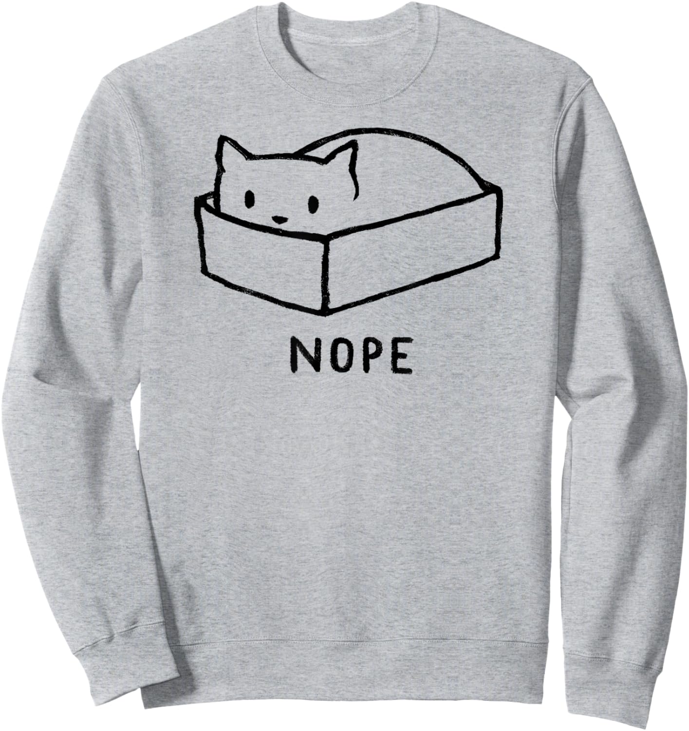 Threadless Fox Shiver Nope Cat Nap Graphic Sweatshirt - Sweatshirt | Ash