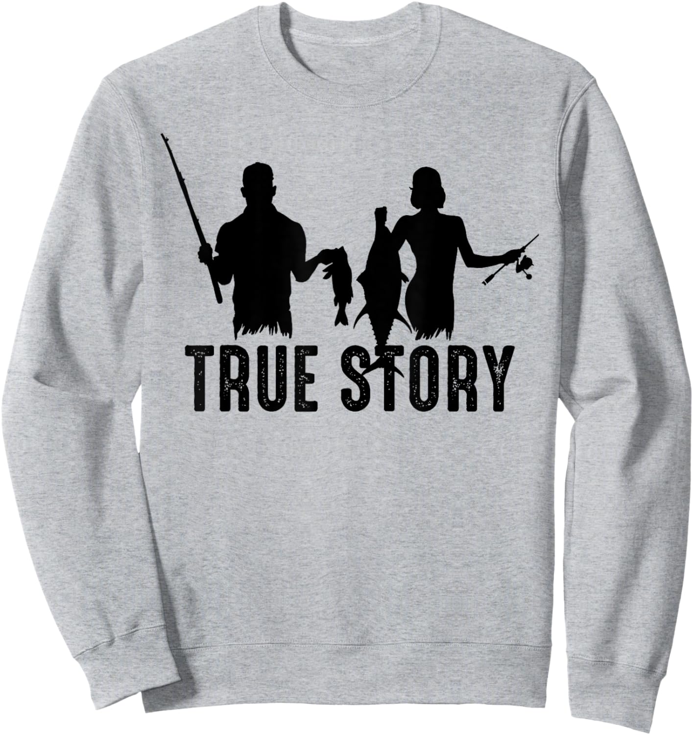 True Story Fishing Small Fish Big Fish Men Women Kids Couple Sweatshirt - Sweatshirt | Ash