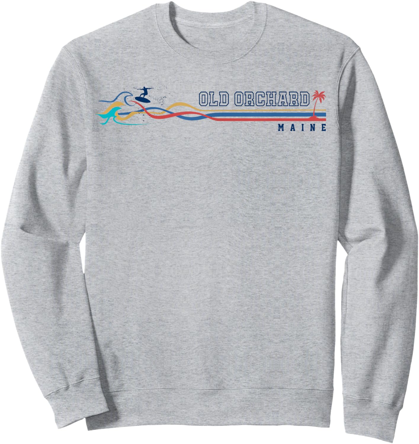 Retro Old Orchard Beach Maine Men Women Surfboarder Sweatshirt - Sweatshirt | Ash