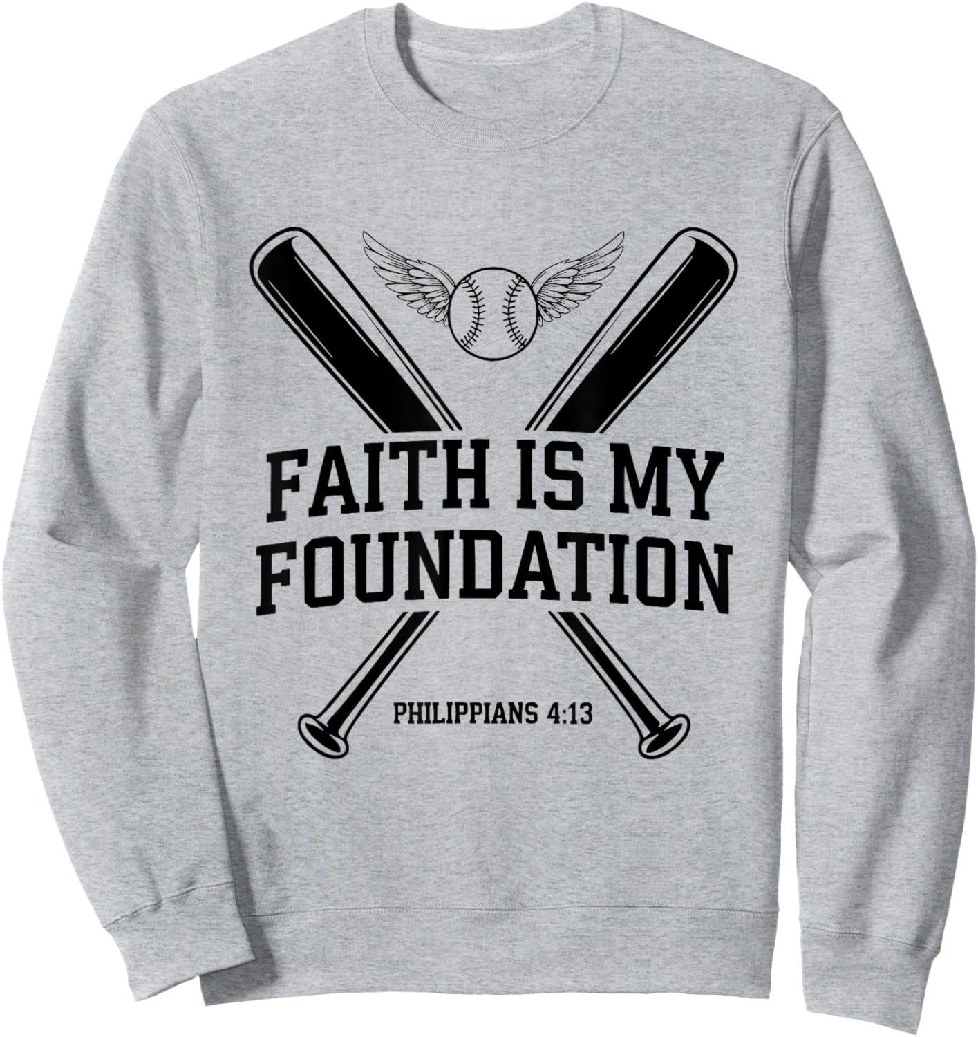 Christian Baseball Player Sports Bible Verse Theme Sweatshirt - Sweatshirt | Ash