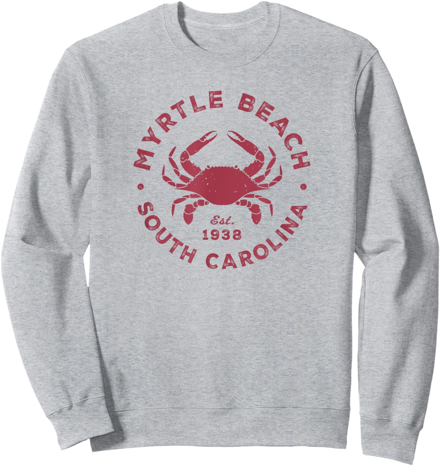 Myrtle Beach South Carolina Blue Crab Vacation Souvenir Sweatshirt - Sweatshirt | Ash
