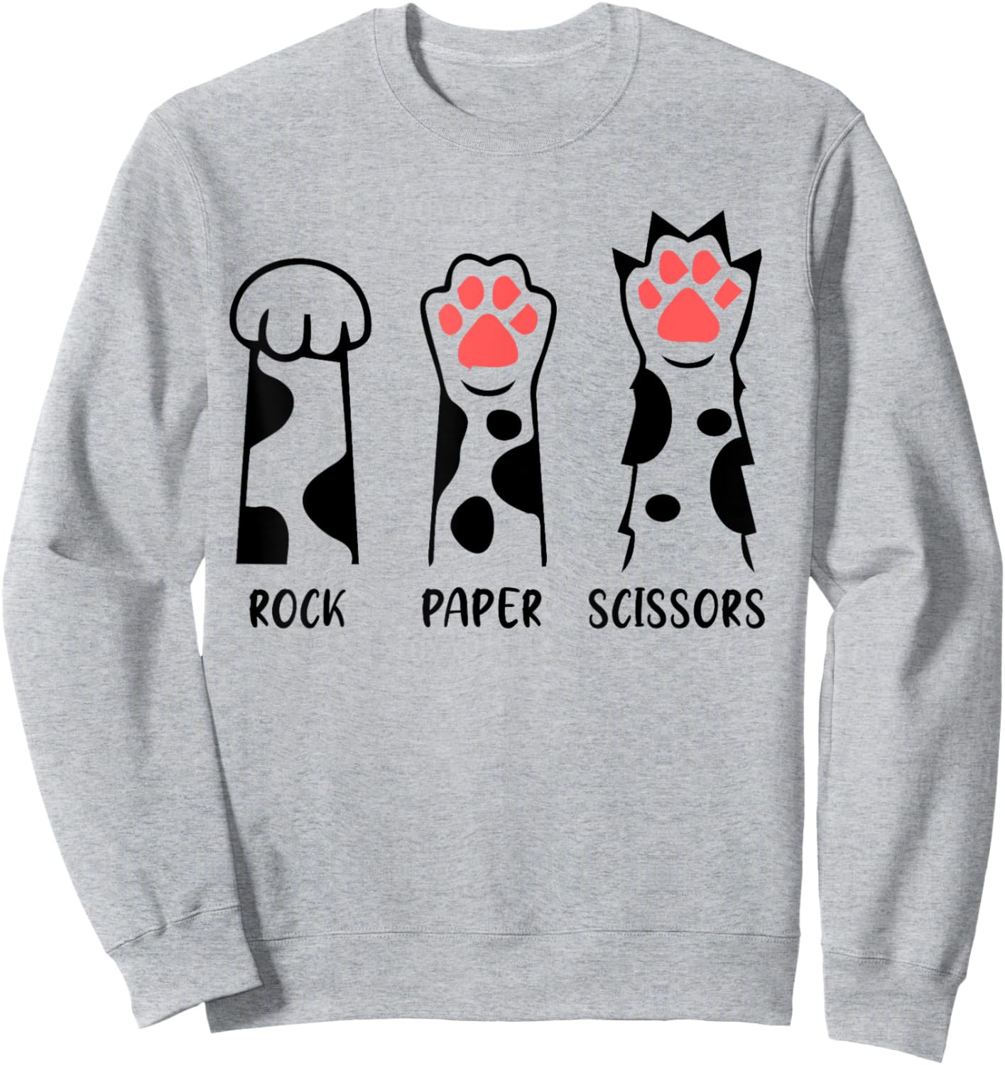 Rock Paper Scissors Cat Paws Funny Hand Cat Kitten Lover Men Women Kids Sweatshirt - Sweatshirt | Ash
