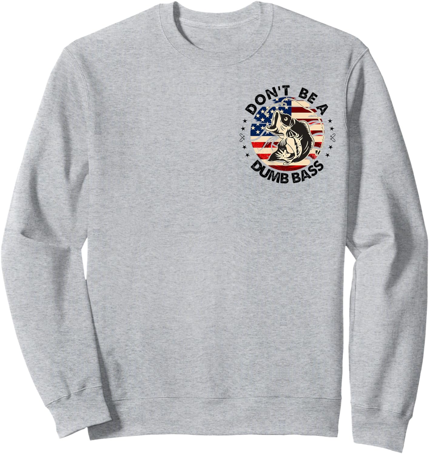Retro Fishing American Flag Fish Pocket Fisherman Sweatshirt - Sweatshirt | Ash