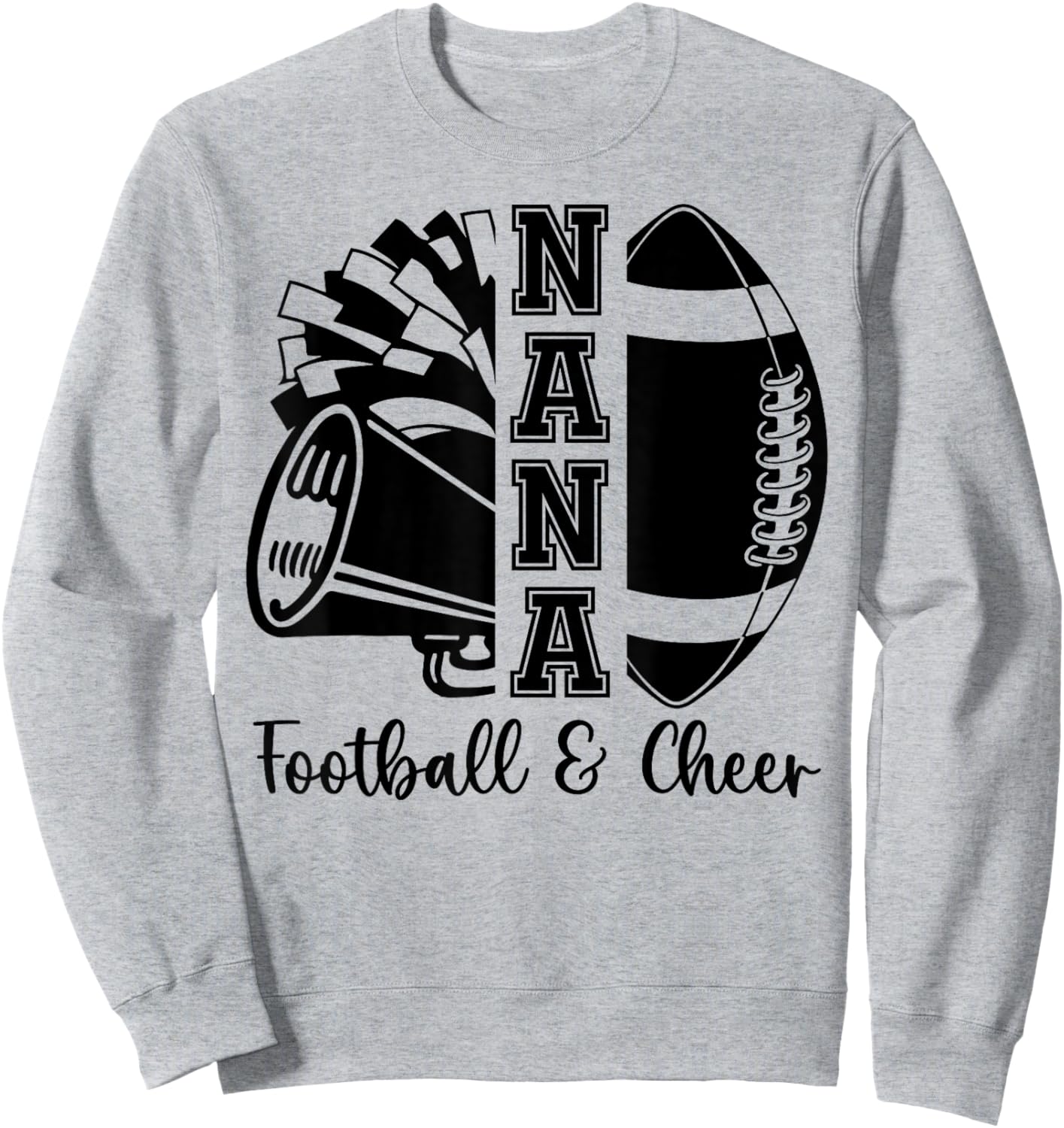 Football Cheer Nana Grandma High School Cheerleader Pom Pom Sweatshirt - Sweatshirt | Ash