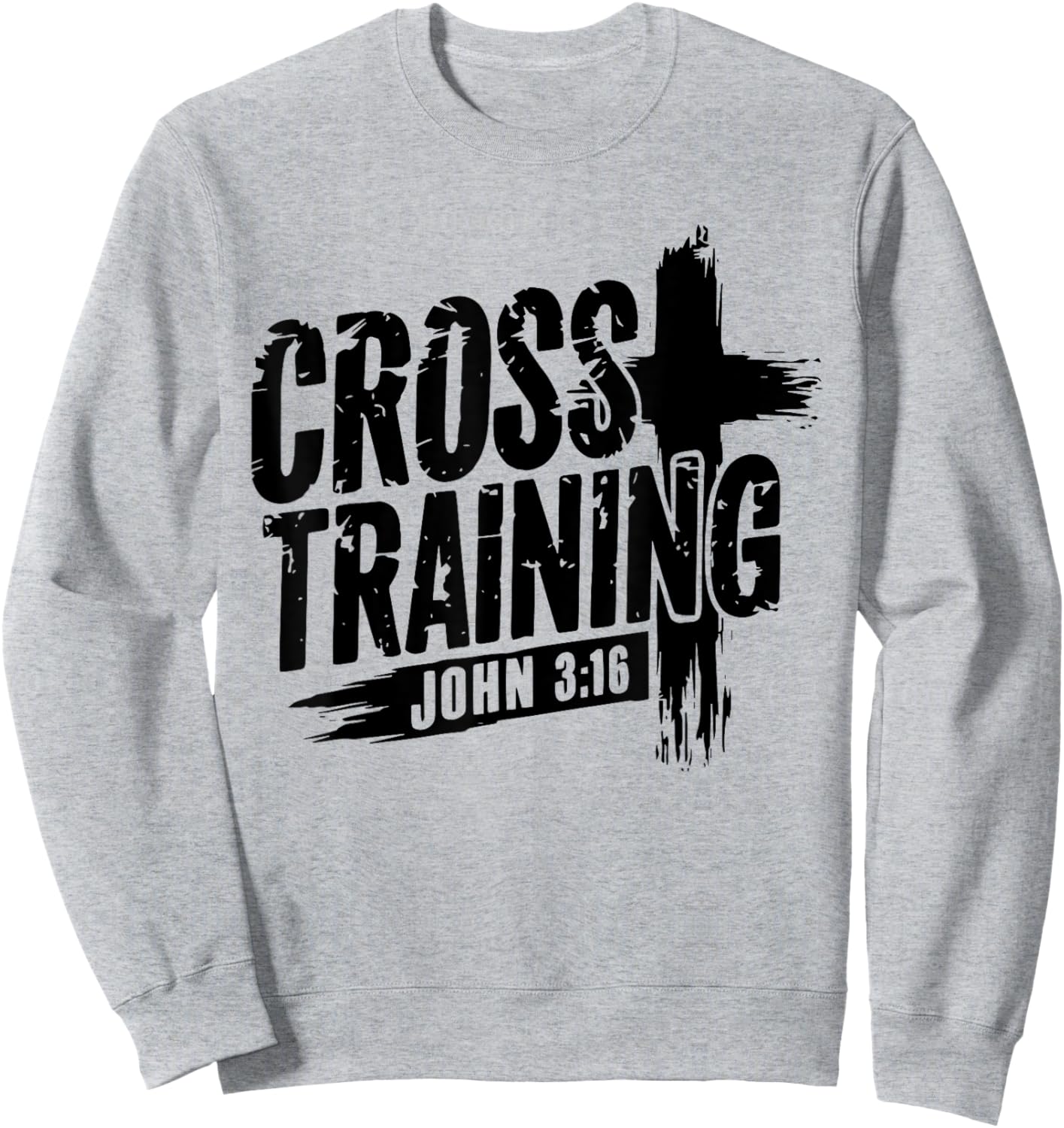 Retro Cross Training 3 16 Christian Faith Motivational Bible Sweatshirt - Sweatshirt | Ash