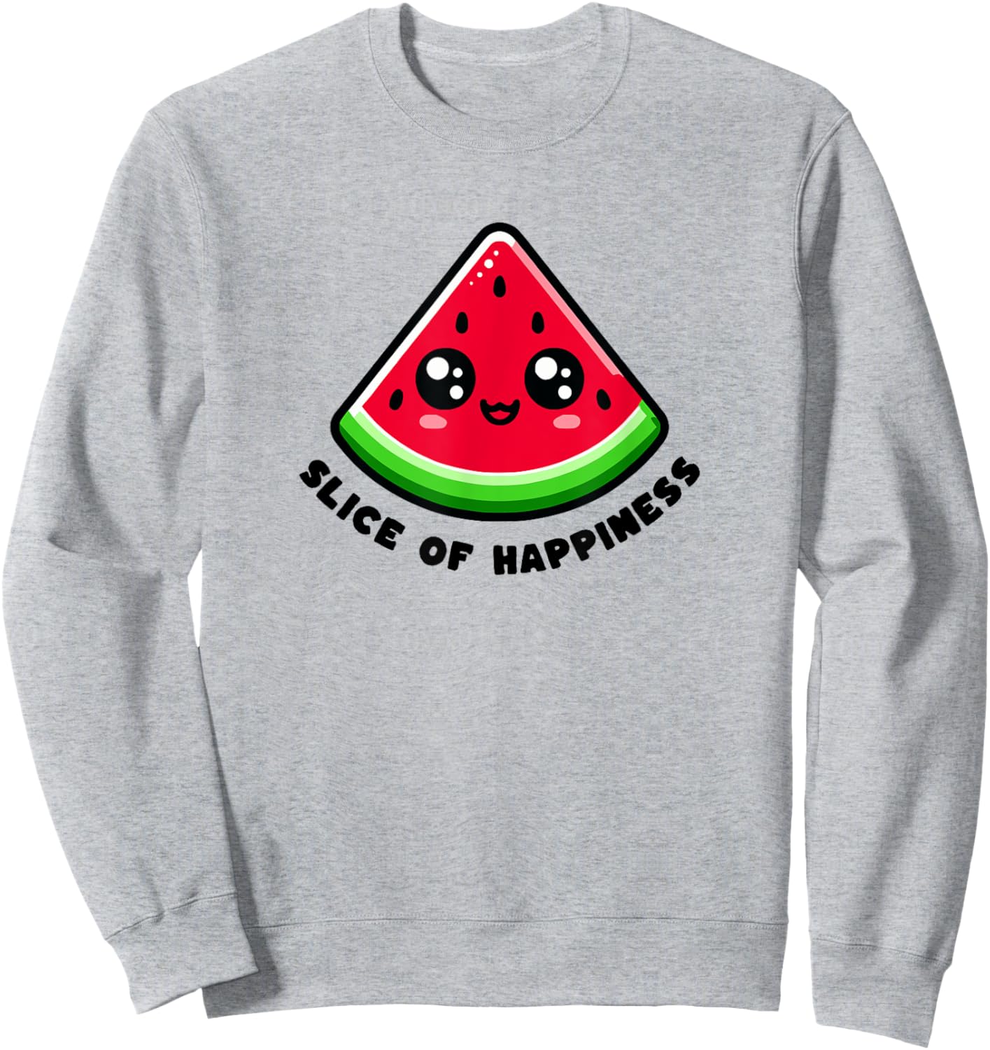 Slice Of Happiness Kawaii Watermelon Summer Sweatshirt - Sweatshirt | Ash