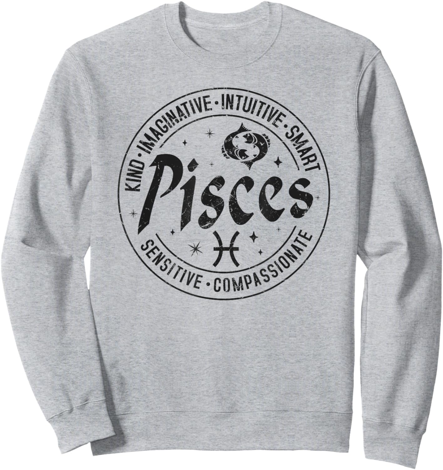 Pisces Virtues Vintage Style Zodiac Design, Pisces Sweatshirt - Sweatshirt | Ash