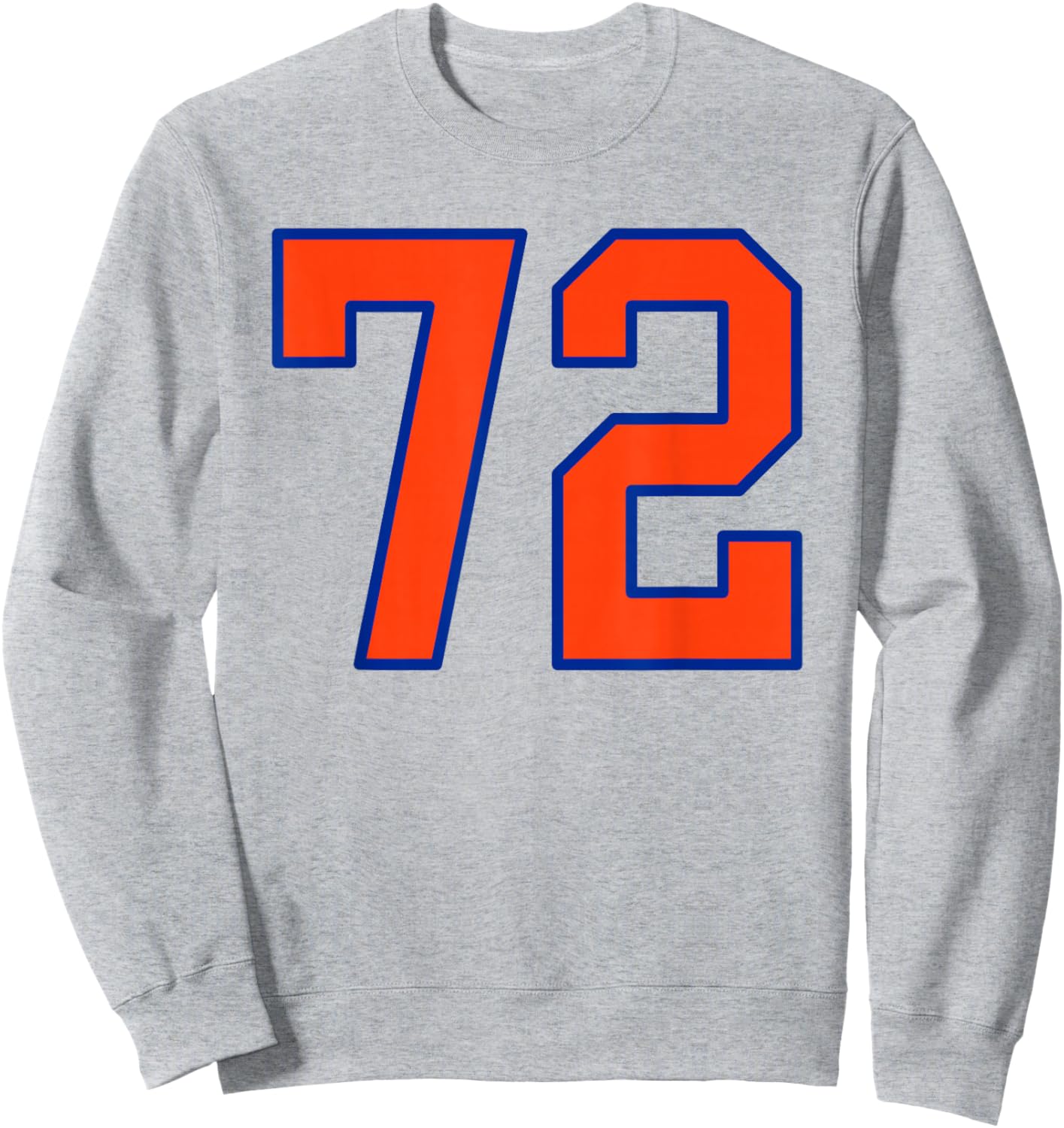 Orange and Blue Sports Number 72 Jersey Uniform Player Sweatshirt - Sweatshirt | Ash
