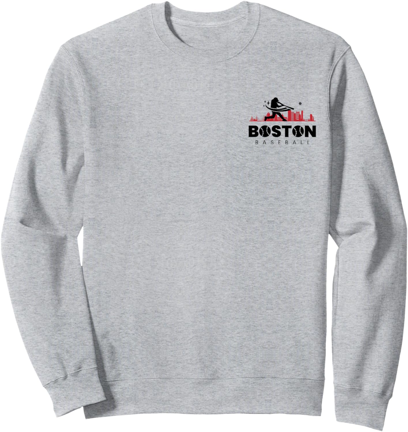 Boston Baseball Vintage Minimalist Retro Baseball Lover Sweatshirt - Sweatshirt | Ash