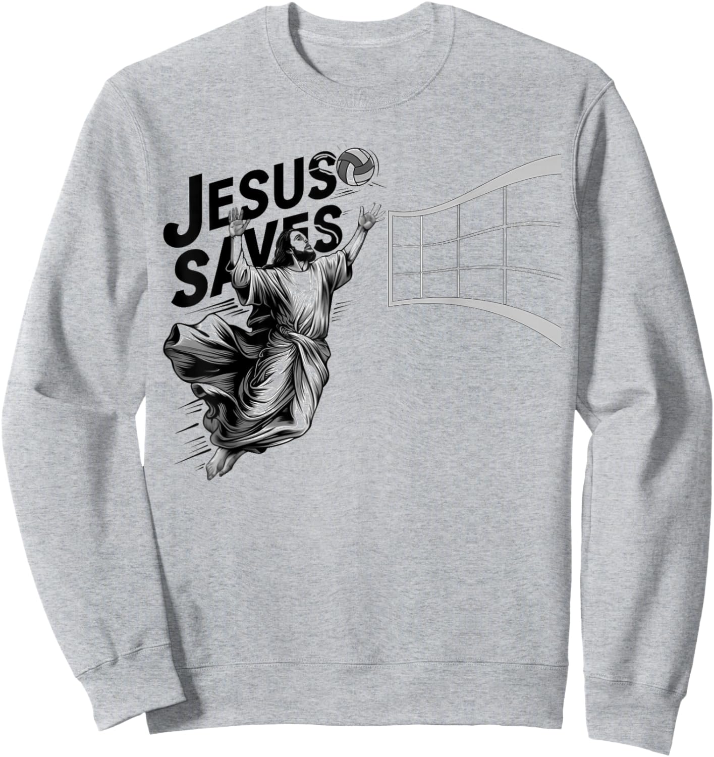 Jesus Volleyball Saves Funny Christian Faith Believer Sweatshirt - Sweatshirt | Ash
