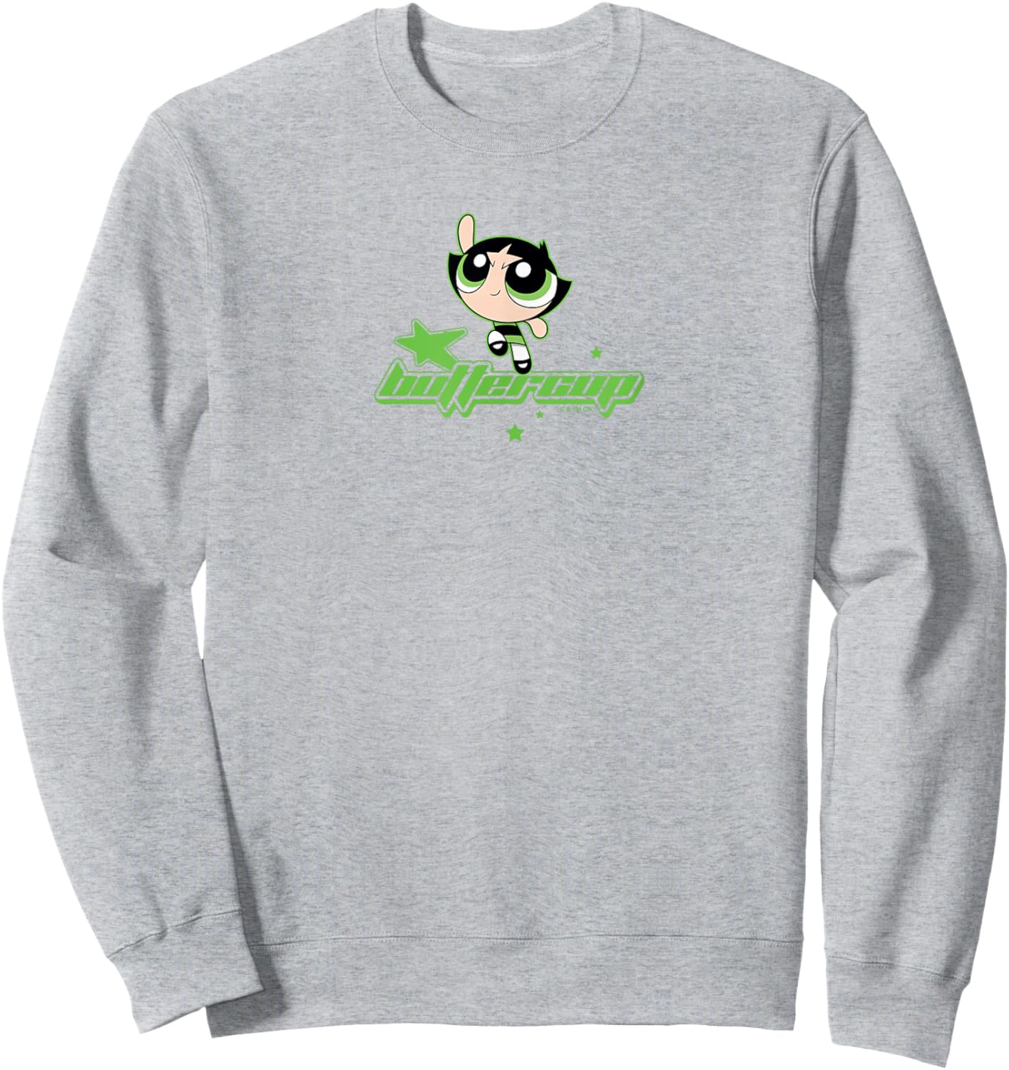 The Powerpuff Girls Buttercup Retro Stars Logo Sweatshirt - Sweatshirt | Ash