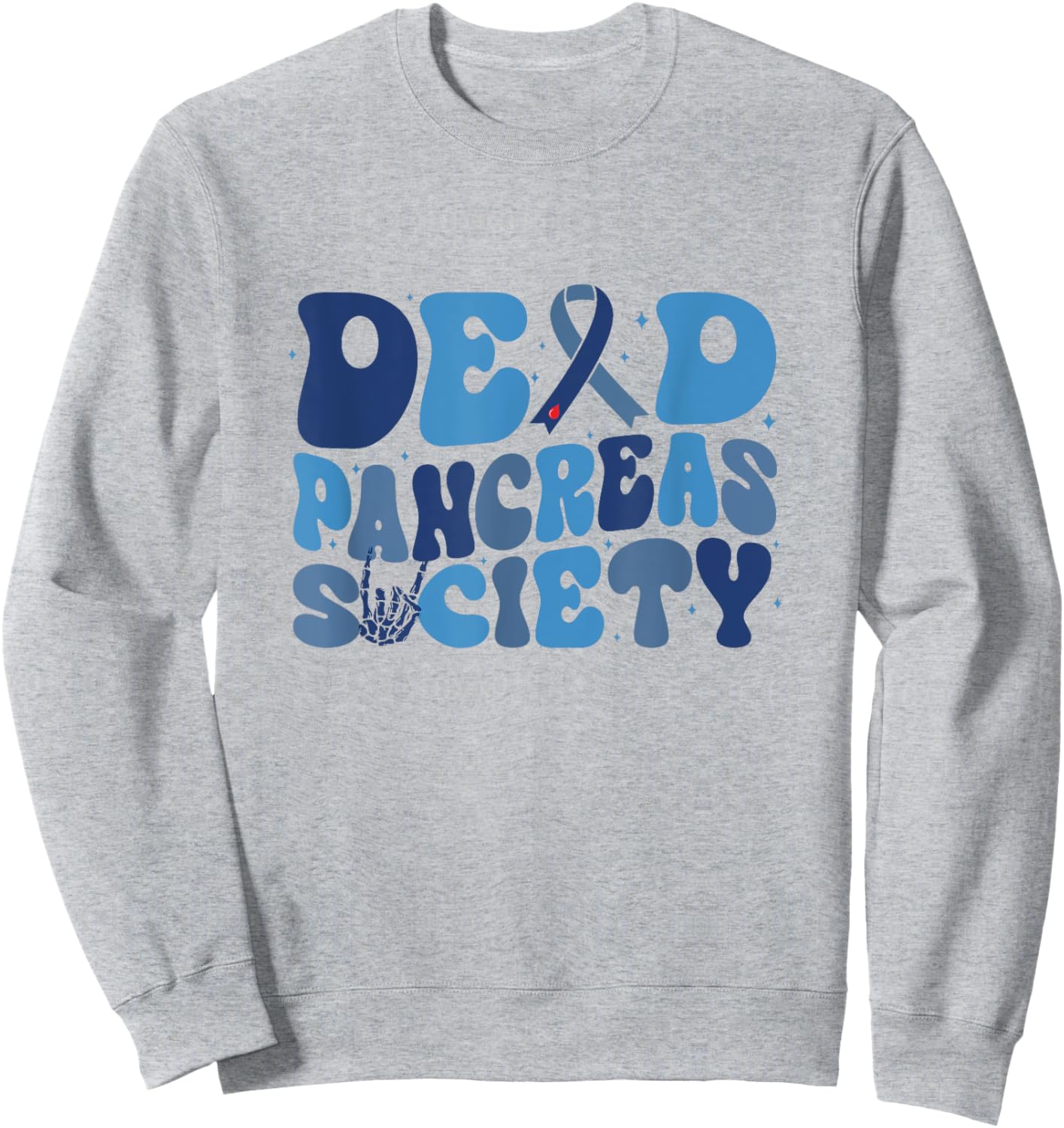 Retro Dead Pancreas Society Funny T1D Diabetes Awareness Sweatshirt - Sweatshirt | Ash