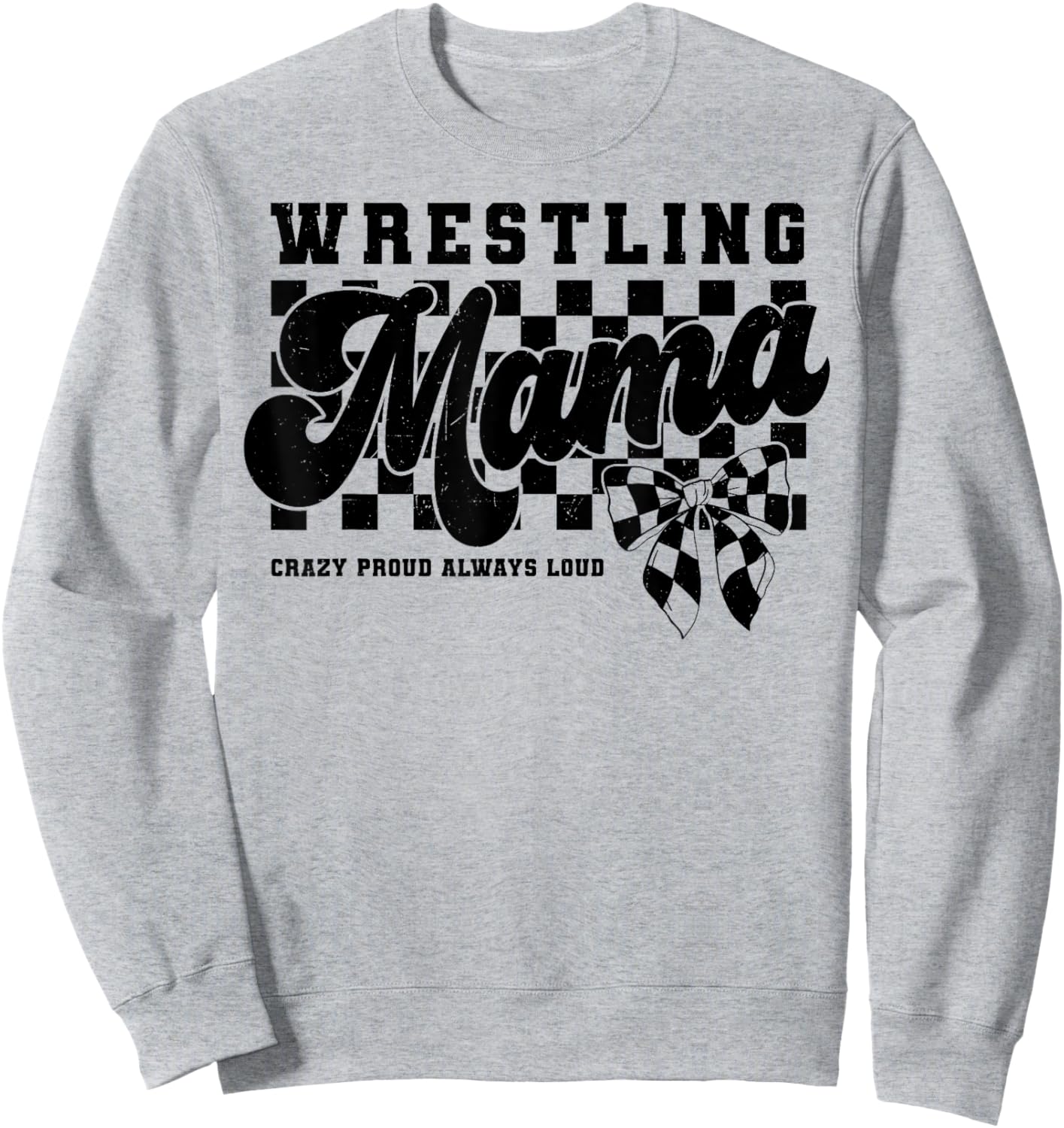 Wrestling Mama Coquette Bow Wrestler Sports Mother's Day Sweatshirt - Sweatshirt | Ash