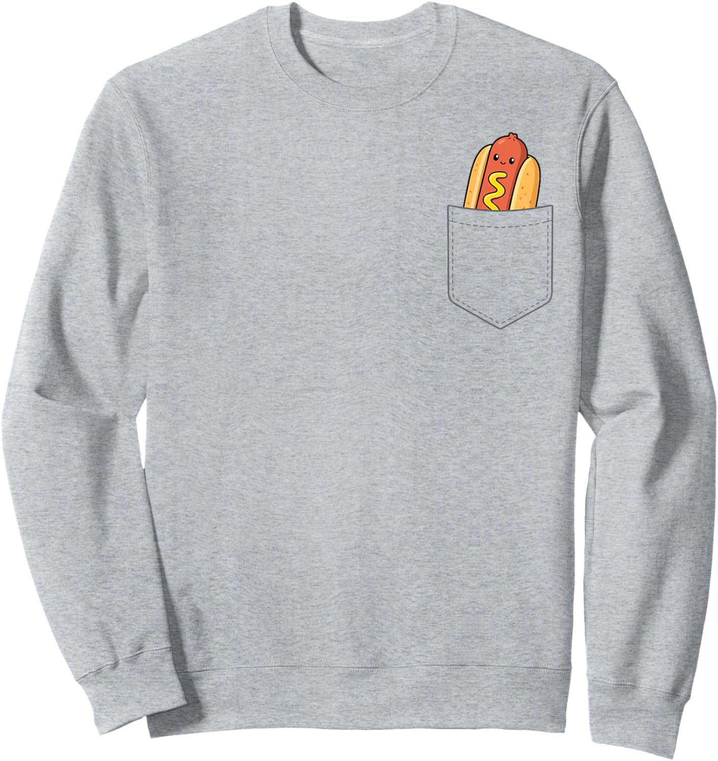 Hot Dog in Pocket Fast Food Lover Foodie Funny Pocket Hotdog Sweatshirt - Sweatshirt | Ash